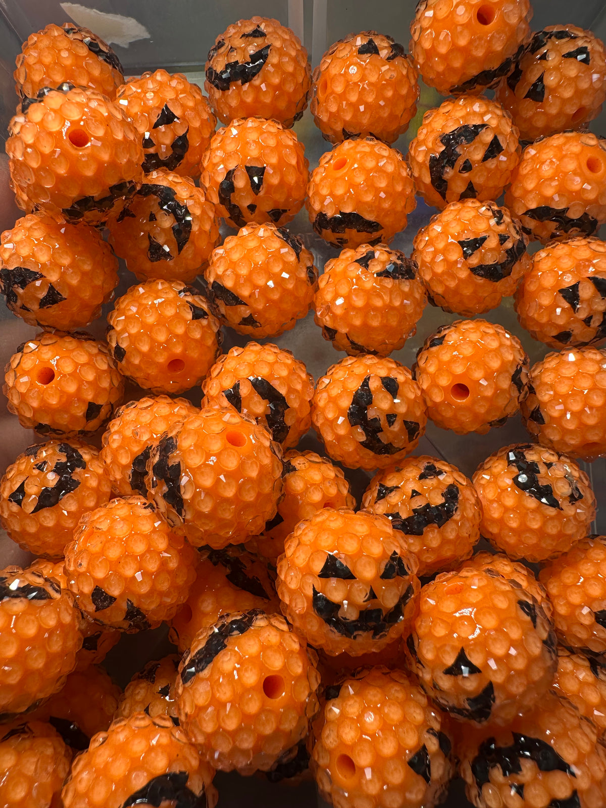 Pumpkin Orange Rhinestone Bead/Set of five beads-fits beadable pen/ Fancy bead/ keychain bead/ Halloween 20mm
