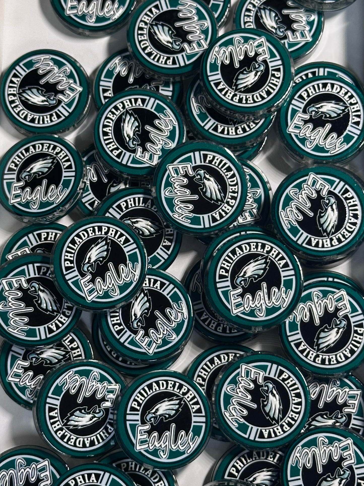 NEW Philadelphia Eagles acrylic focal bead- set of 2/ focal bead/ pen beading / keychain bead /football