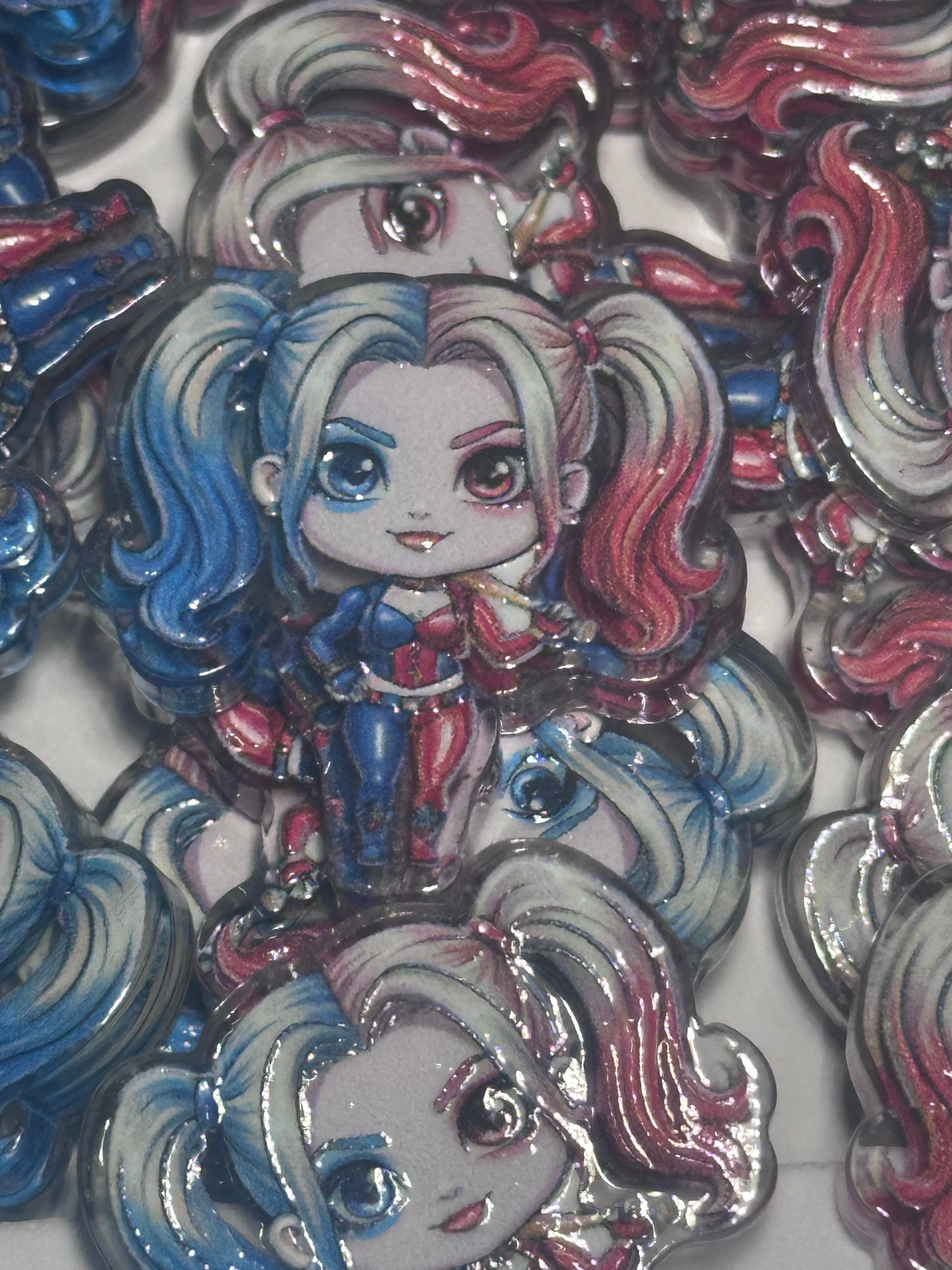 Harlequin acrylic focal bead- set of 2/ focal bead/ pen beading / keychain bead/ Girl