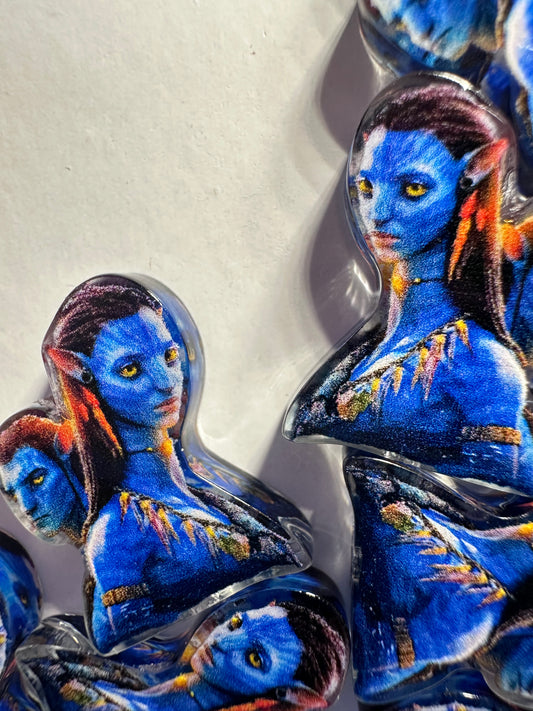 Blue people acrylic focal bead- set of 2/ focal bead/ pen beading / keychain bead/blue girl