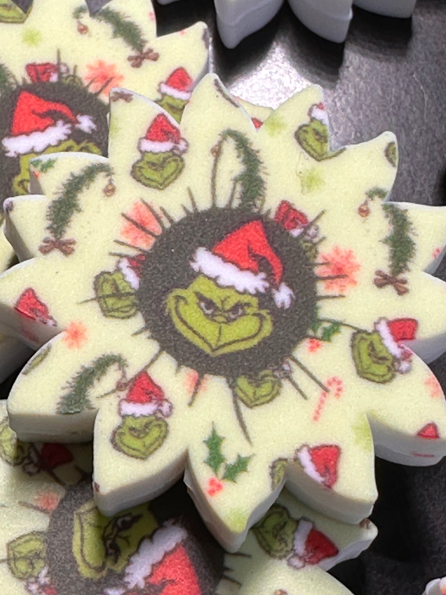 Christmas flower shaped Focal Bead/ beadable pen/ Silicone  bead/ keychain bead/ mean green guy/ Santa hat/