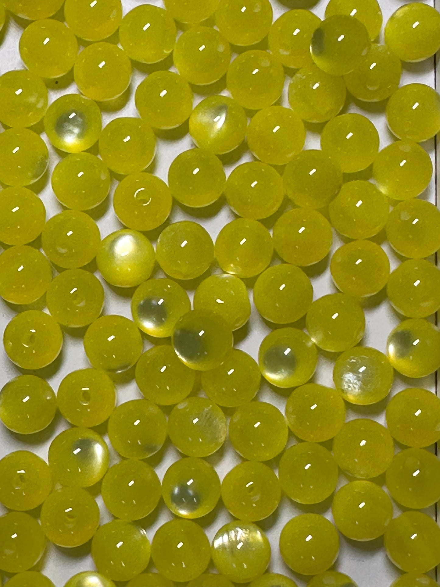 Bright Yellow Cat Eye Beads – Glossy Round Acrylic – Set of 10 (not for beadable items) -10mm