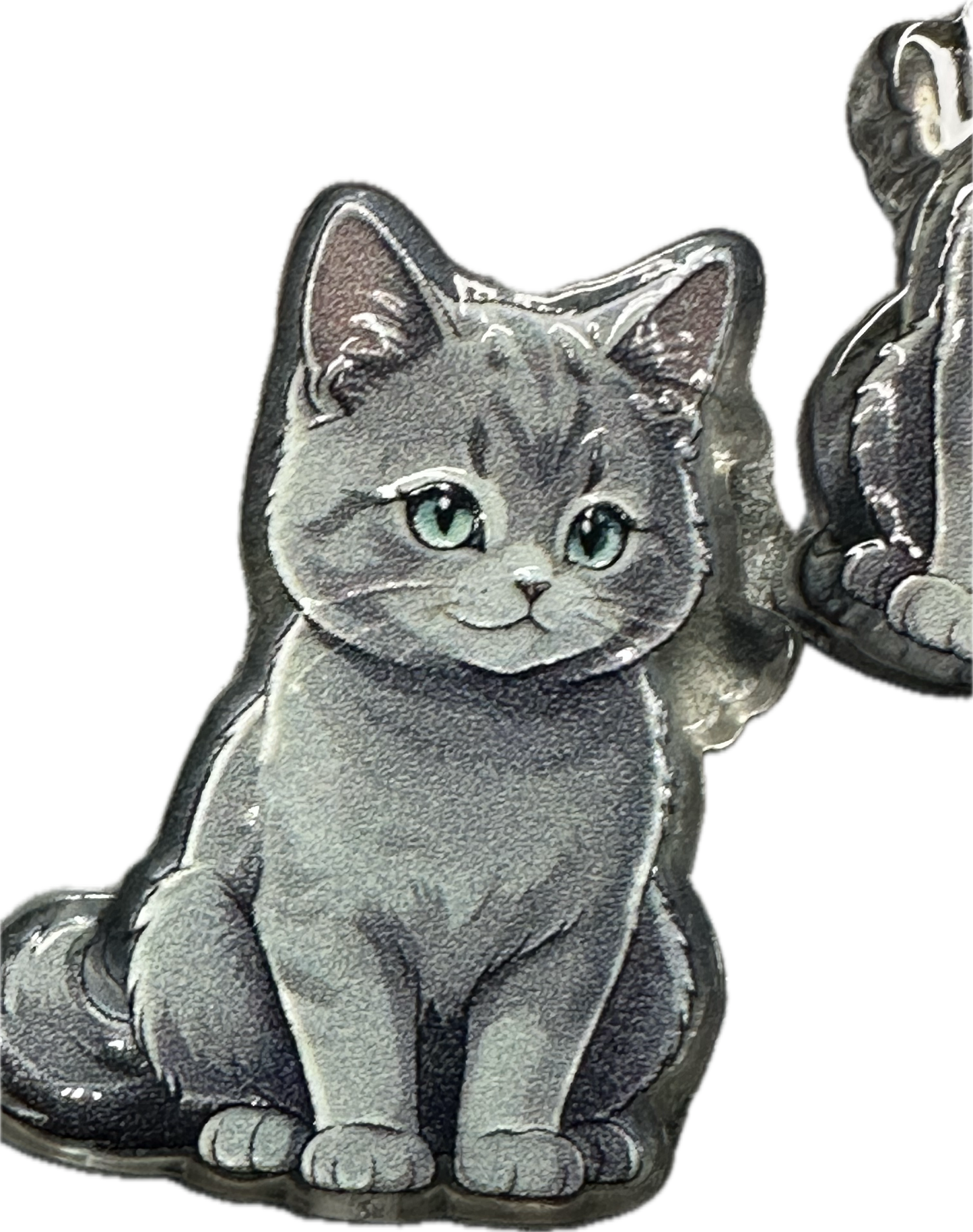 Grey silver kitty cat acrylic focal bead- set of 2/ focal bead/ pen beading / keychain bead
