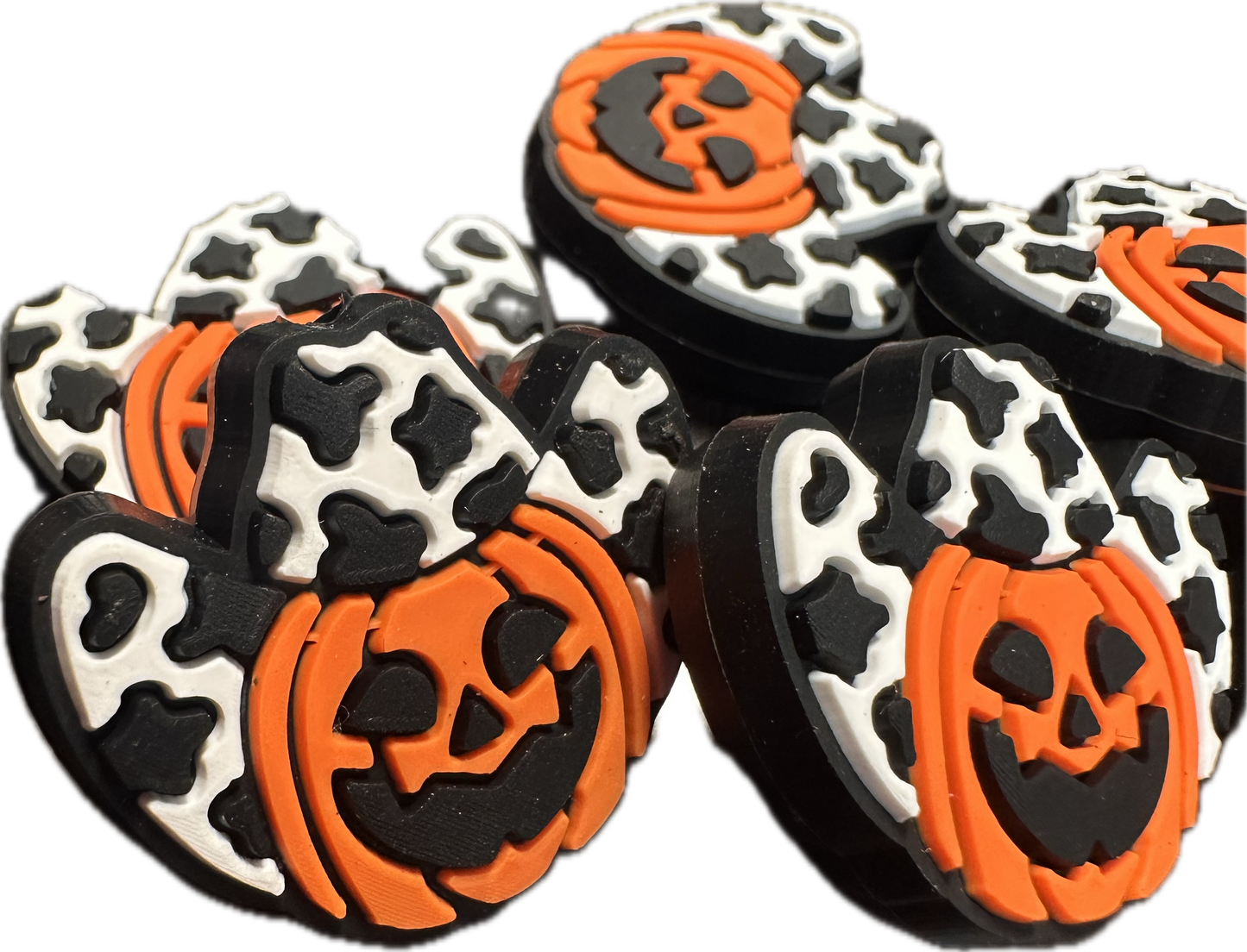 Pumpkin with cowboy hat/Silicone Focal Bead/ cow spots/ jack-o’-lantern/ Halloween/ style #3