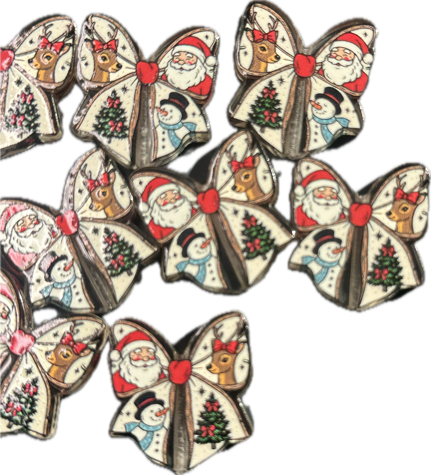 Christmas bow acrylic focal bead- set of 2/ focal bead/ pen beading / keychain bead / jewelry DIY