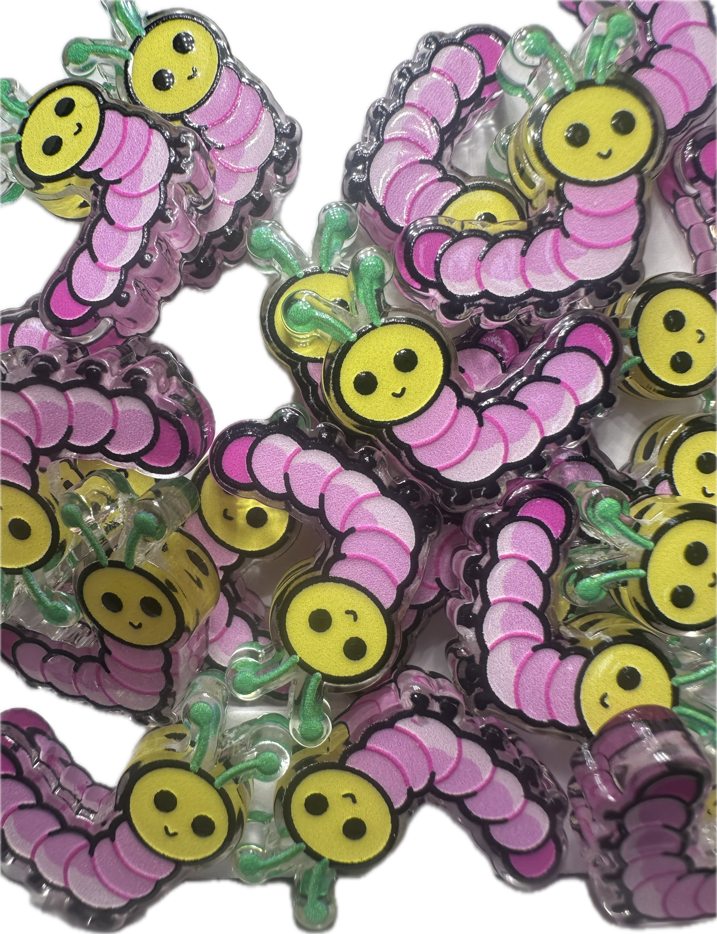 Inch worm acrylic focal bead- set of 2/ focal bead/ pen beading / keychain bead /