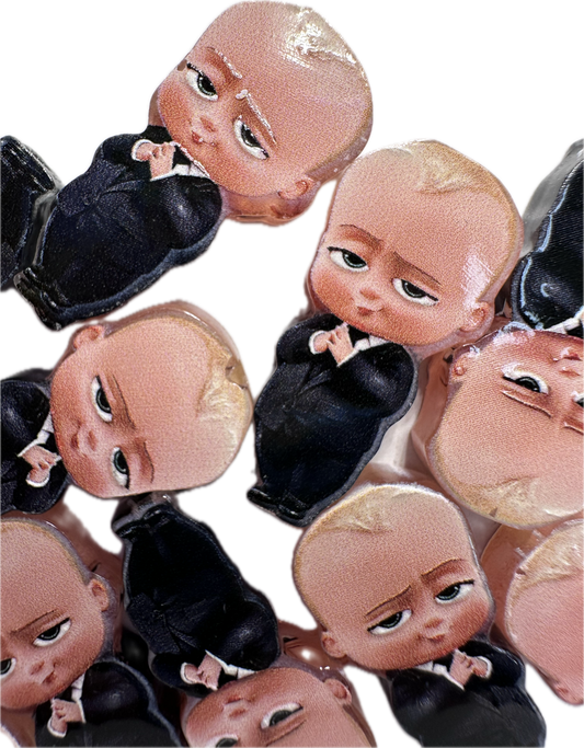 Boss baby acrylic focal bead- set of 2/ focal bead/ pen beading / keychain bead/baby in tuxedo