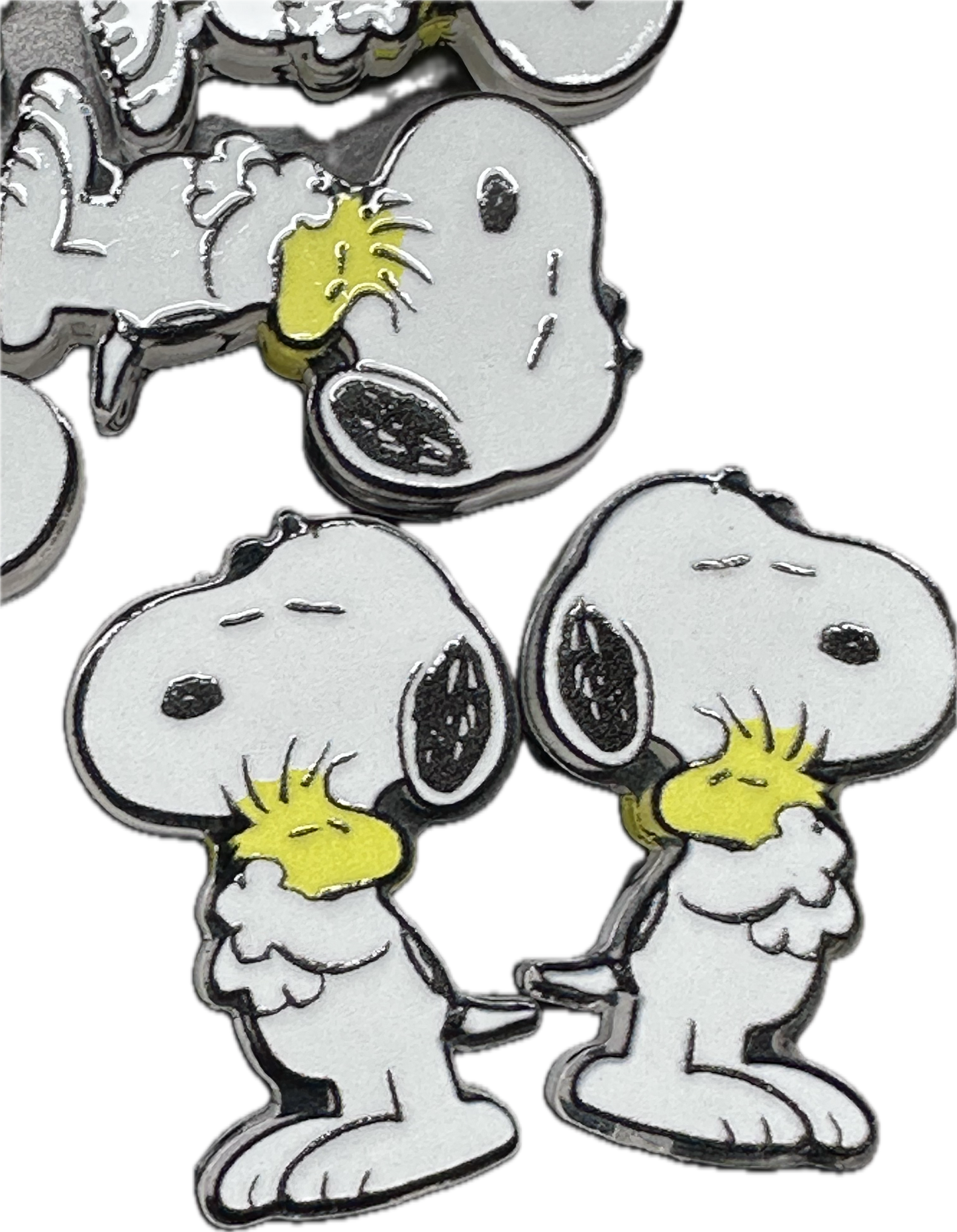 White dog with black ears acrylic focal bead- set of 2/ focal bead/ pen beading / keychain bead/