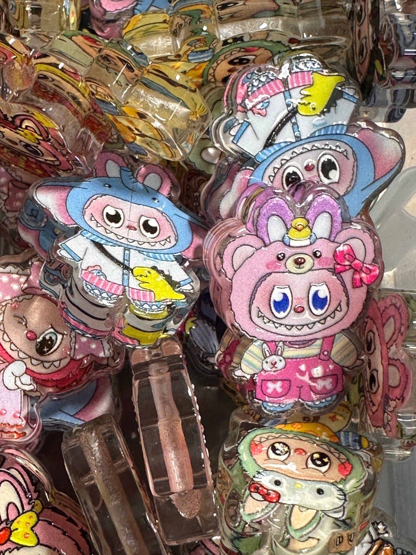 Labubu monster acrylic beads/Five (5) pendants included / keychain DIY/pen beads