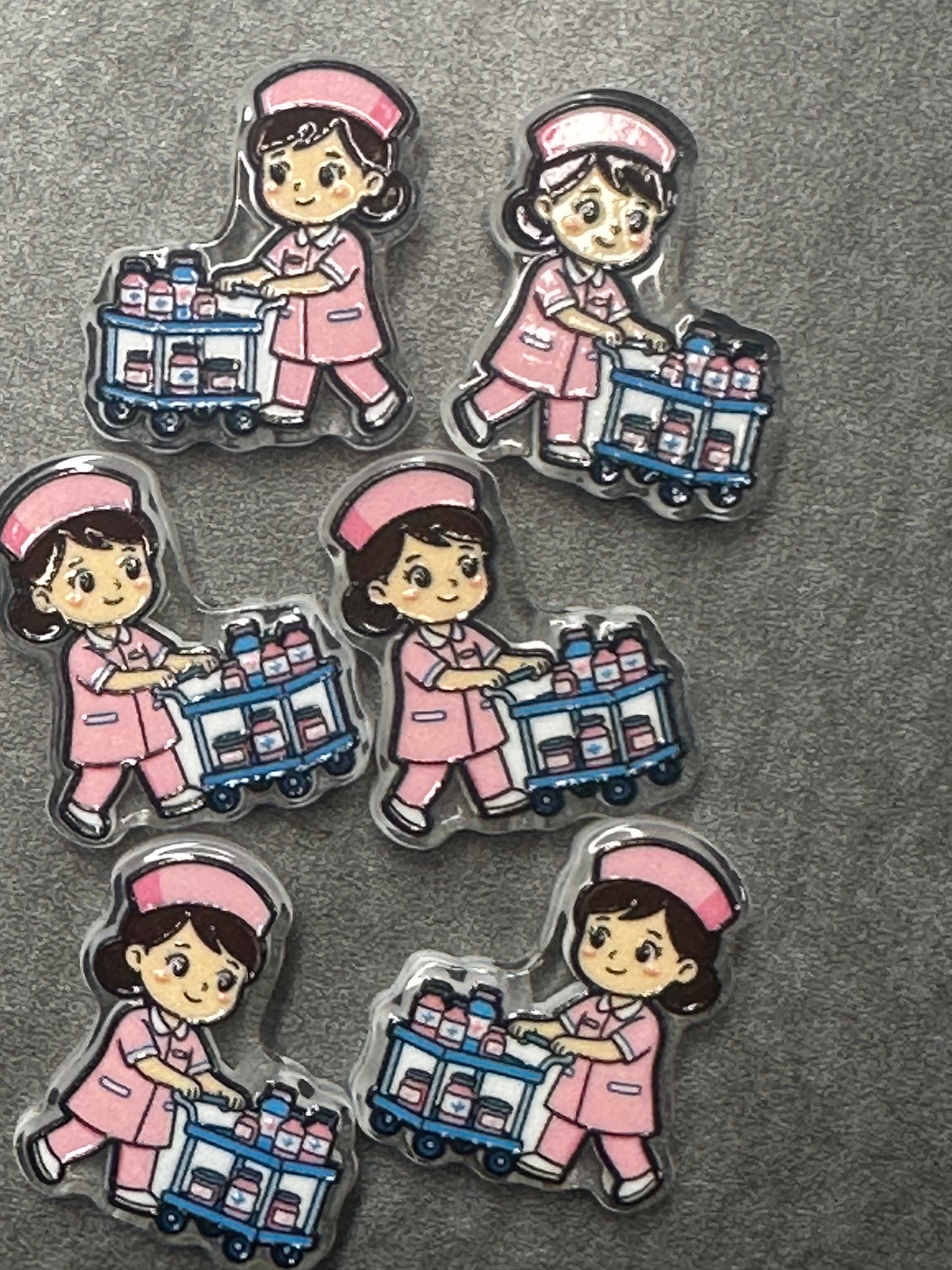 Nurse acrylic focal bead- set of 2/ focal bead/ pen beading / keychain bead/