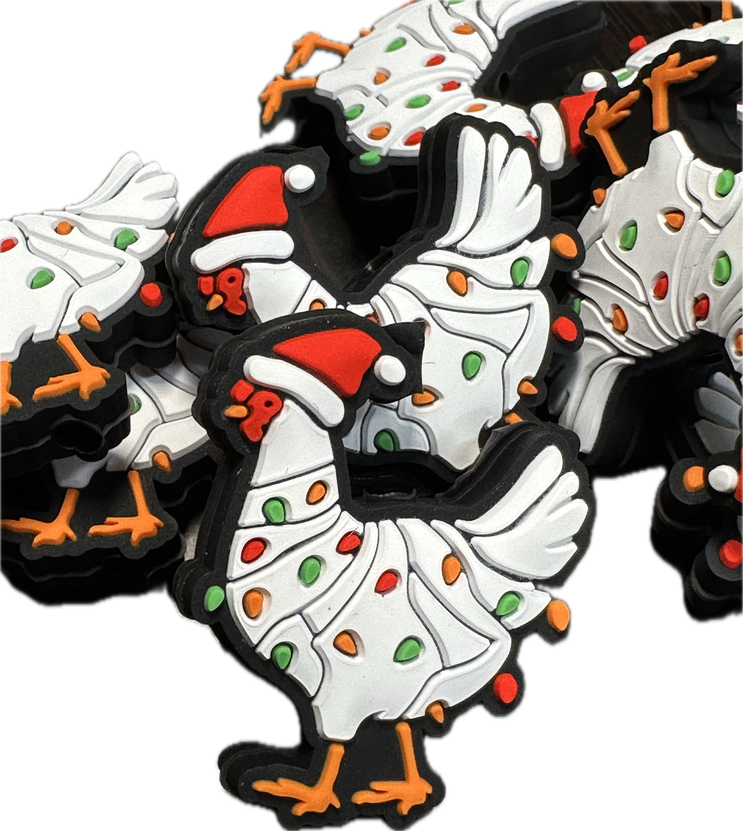 Christmas Chicken Focal Bead / silicone focal bead/pen  bead/ rooster/ Christmas lights