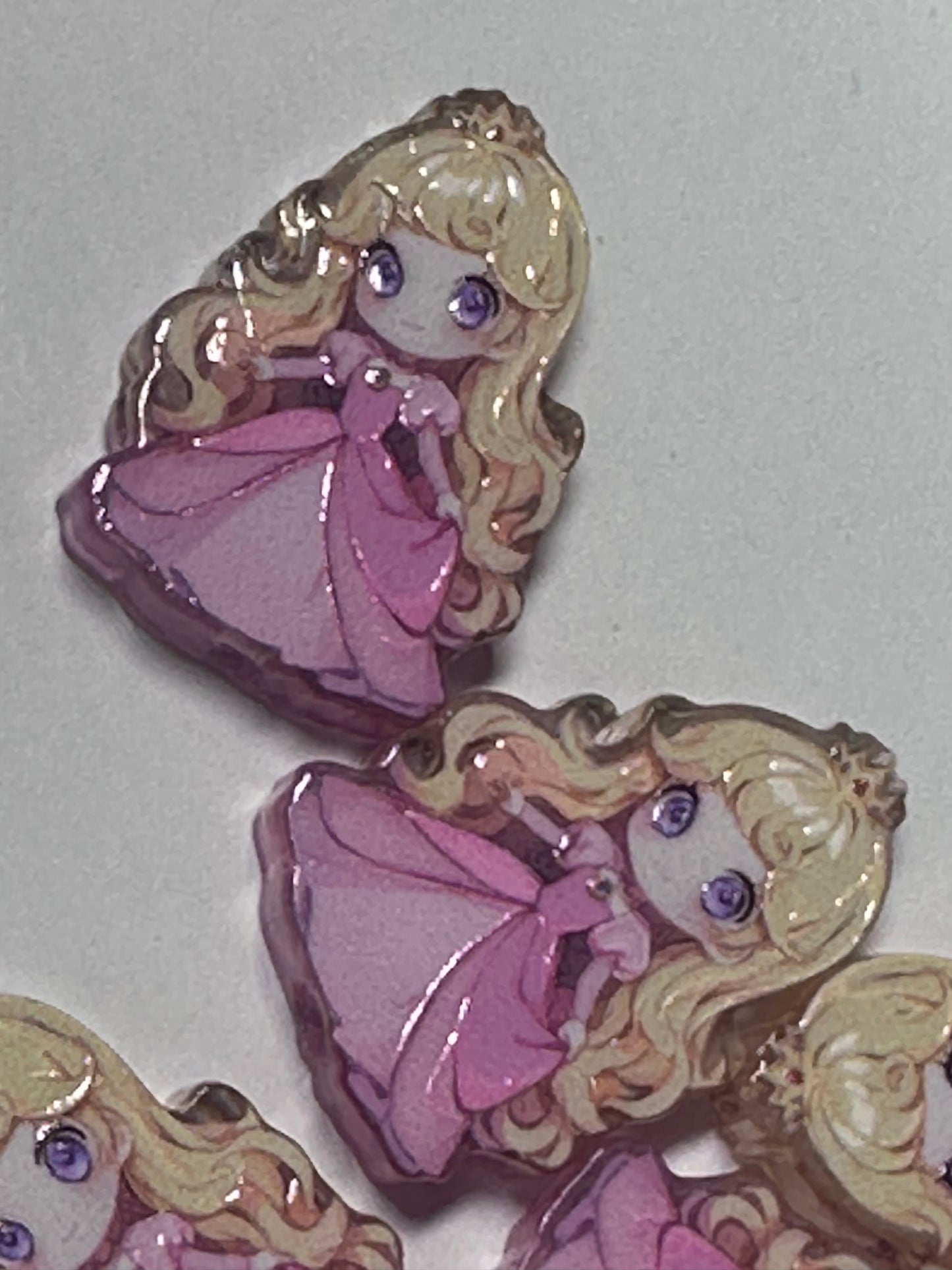 Pink dress princess acrylic focal bead- set of 2/ focal bead/ pen beading / keychain bead /blonde hair girl