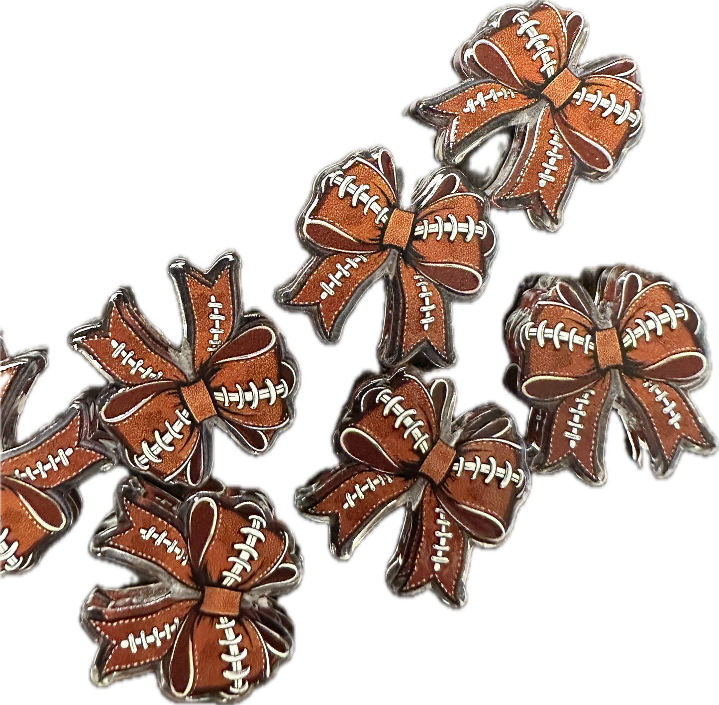 Football bow acrylic focal bead- set of 2/ focal bead/ pen beading / keychain bead/ sports