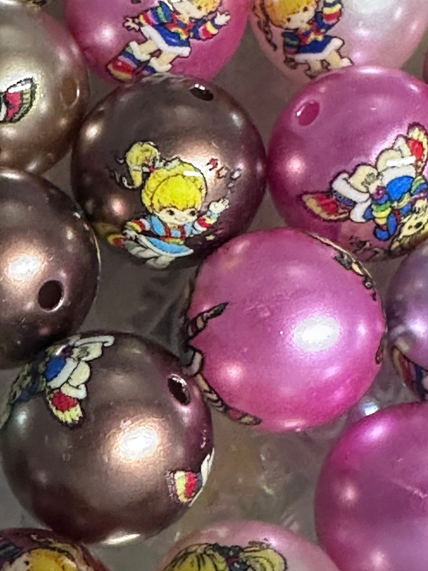Ten (10) colorful brite little girl beads/ round shaped beads/ pen beading beads / keychain beads/ DIY/ 16mm/