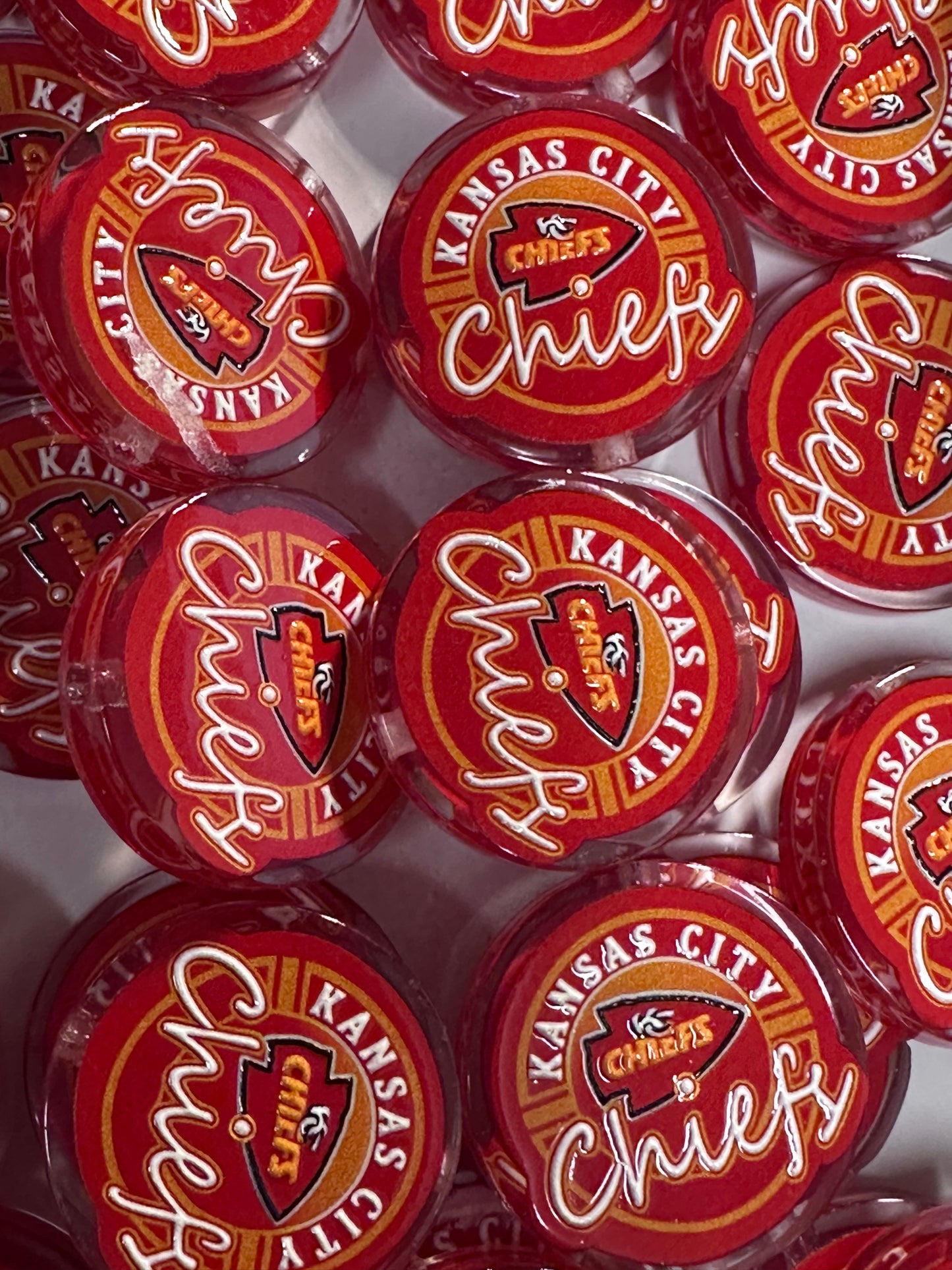 NEW red acrylic focal bead- set of 2/ focal bead/ pen beading / keychain bead /football