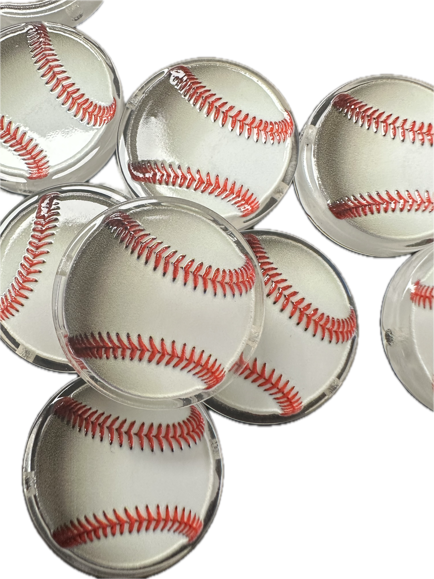 BASEBALL acrylic focal bead- set of 2/ focal bead/ pen beading / keychain bead