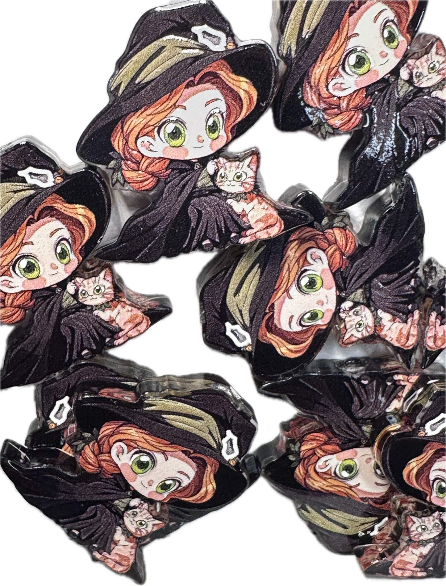 Flying girl witch acrylic focal bead- set of 2/ focal bead/ pen beading / keychain bead/ broom/ HP