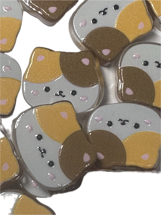 Calico cat head acrylic focal bead- set of 2/ focal bead/ pen beading / keychain bead/