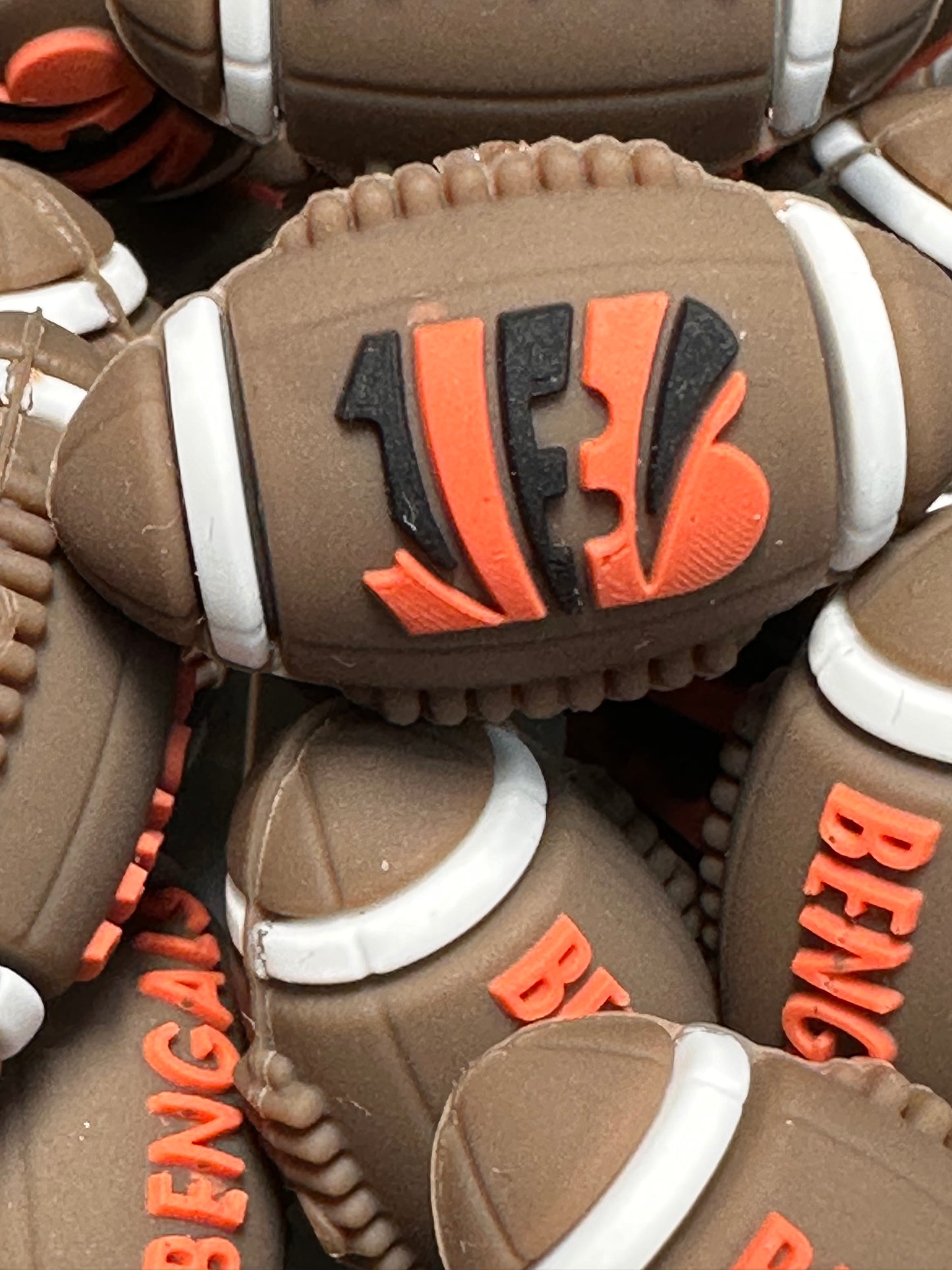 3D football shaped Bengals focal bead