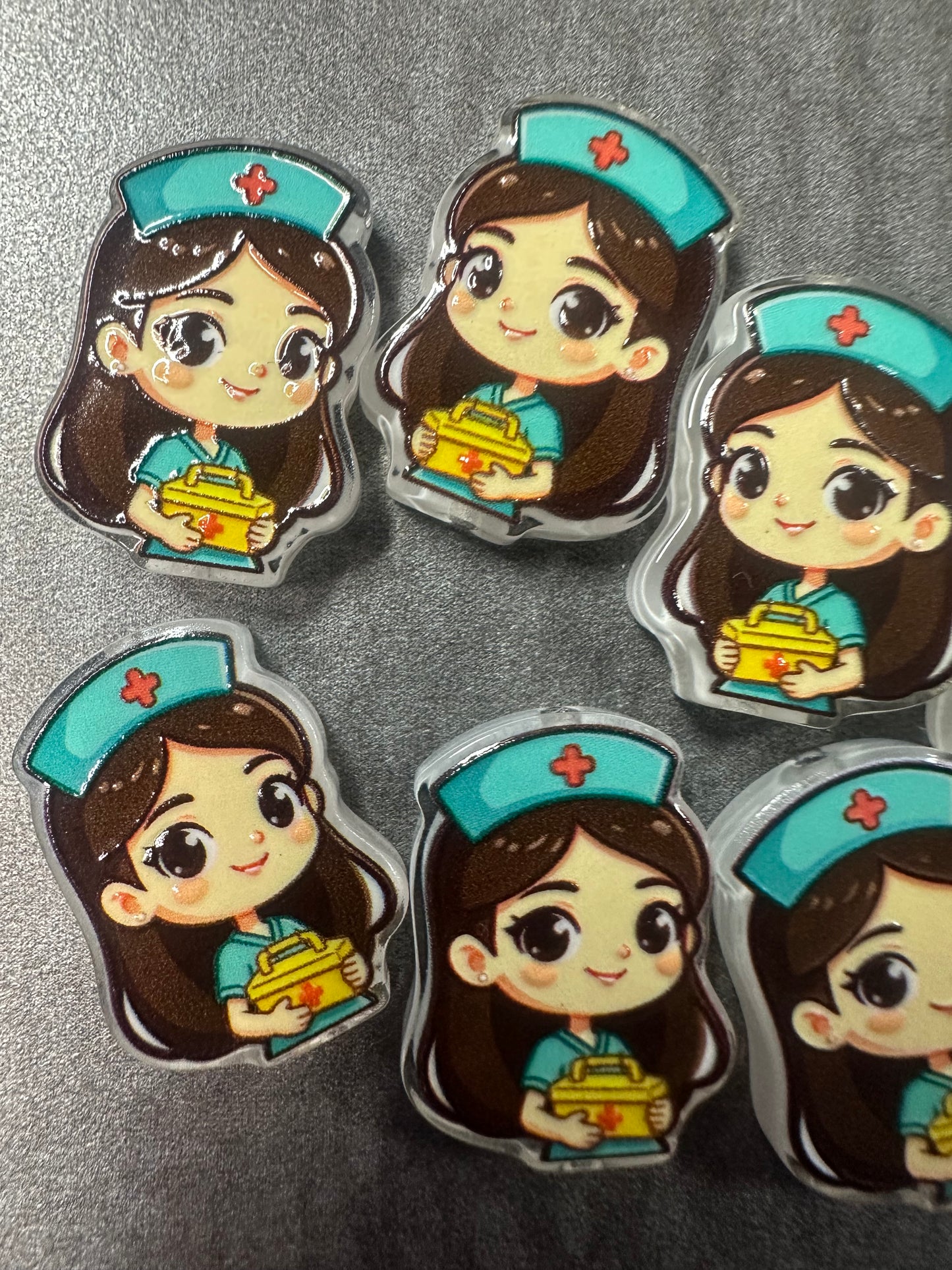 Nurse acrylic focal bead- set of 2/ focal bead/ pen beading / keychain bead/