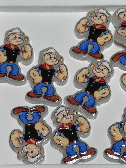 Muscle Man acrylic focal bead- set of 2/ focal bead/ pen beading / keychain bead/ character