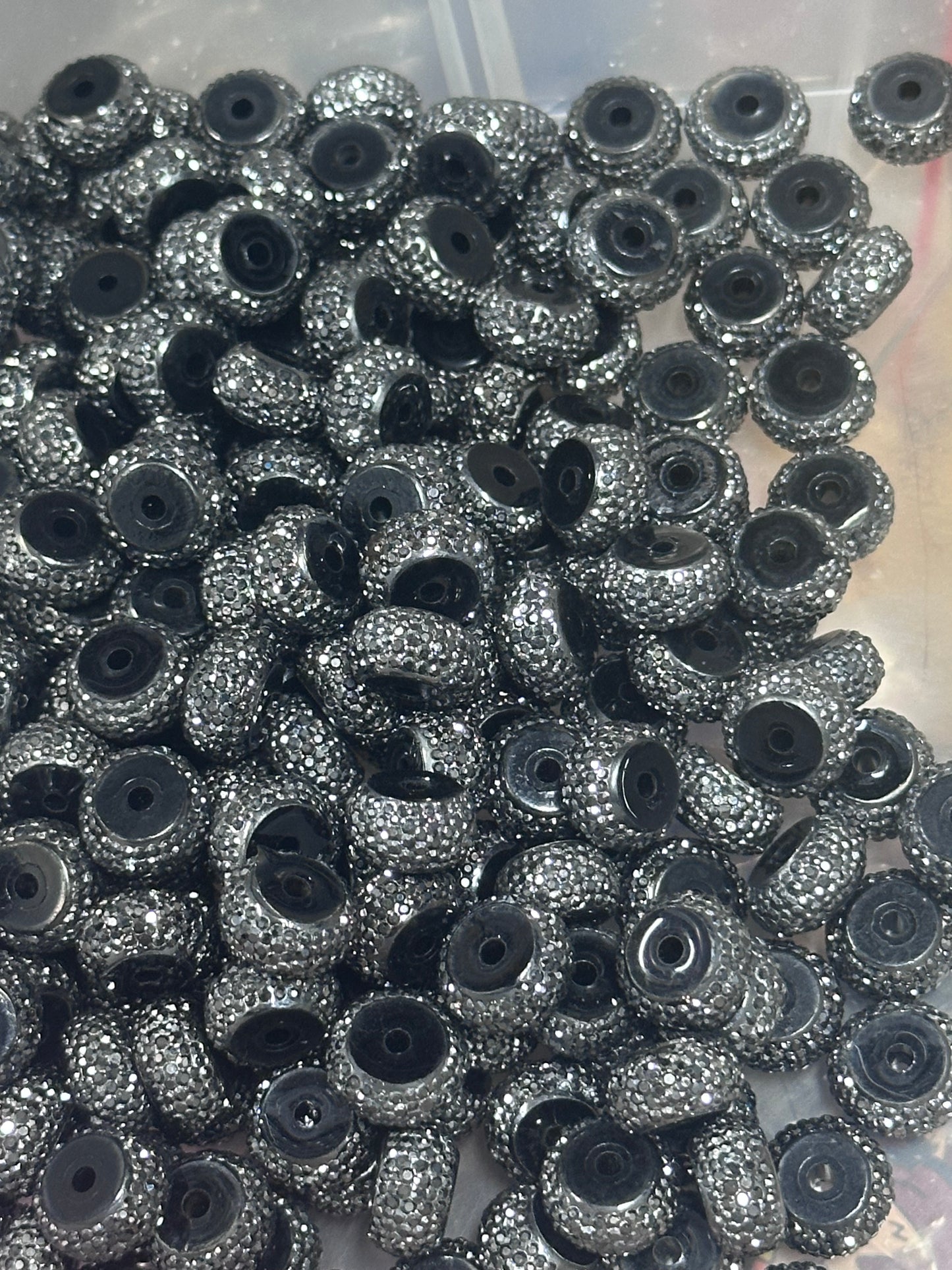 Set of 20 Acrylic black with silver sparkle spacers included/ jewelry Bead/ beadable pen beads/ keychain bead/bead/12mm/