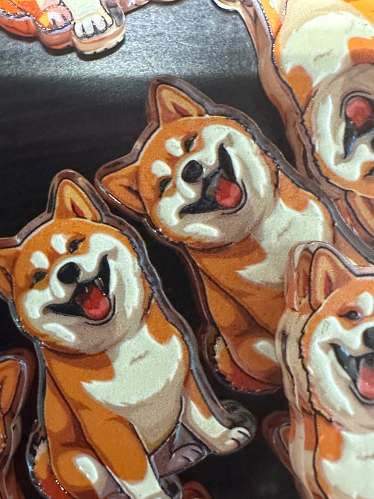 Shiba Inu dog acrylic focal bead- set of 2/ focal bead/ pen beading / keychain bead/