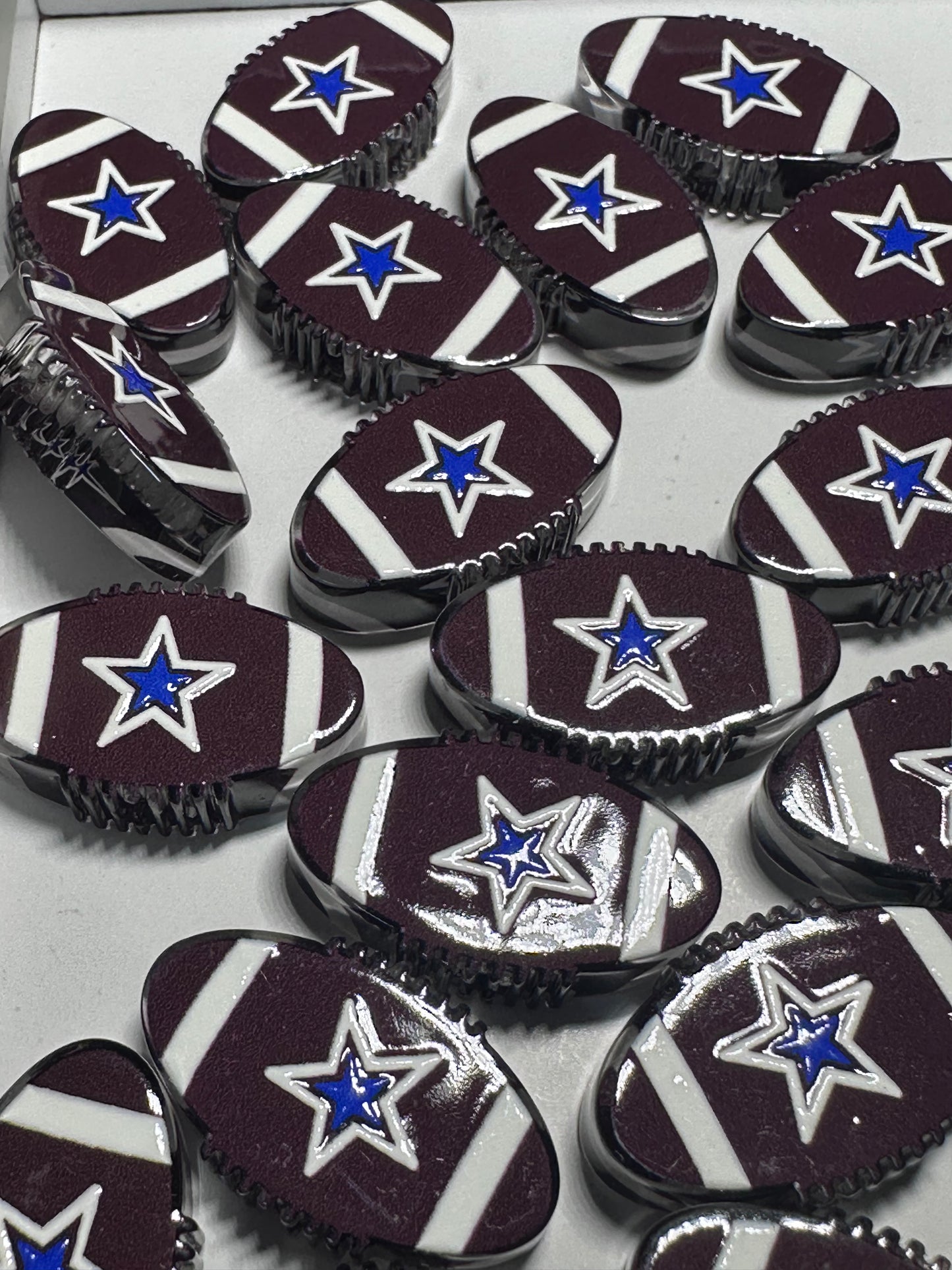 Star Cowboy / football shaped acrylic focal bead- set of 2/ focal bead/ pen beading / keychain bead/ football