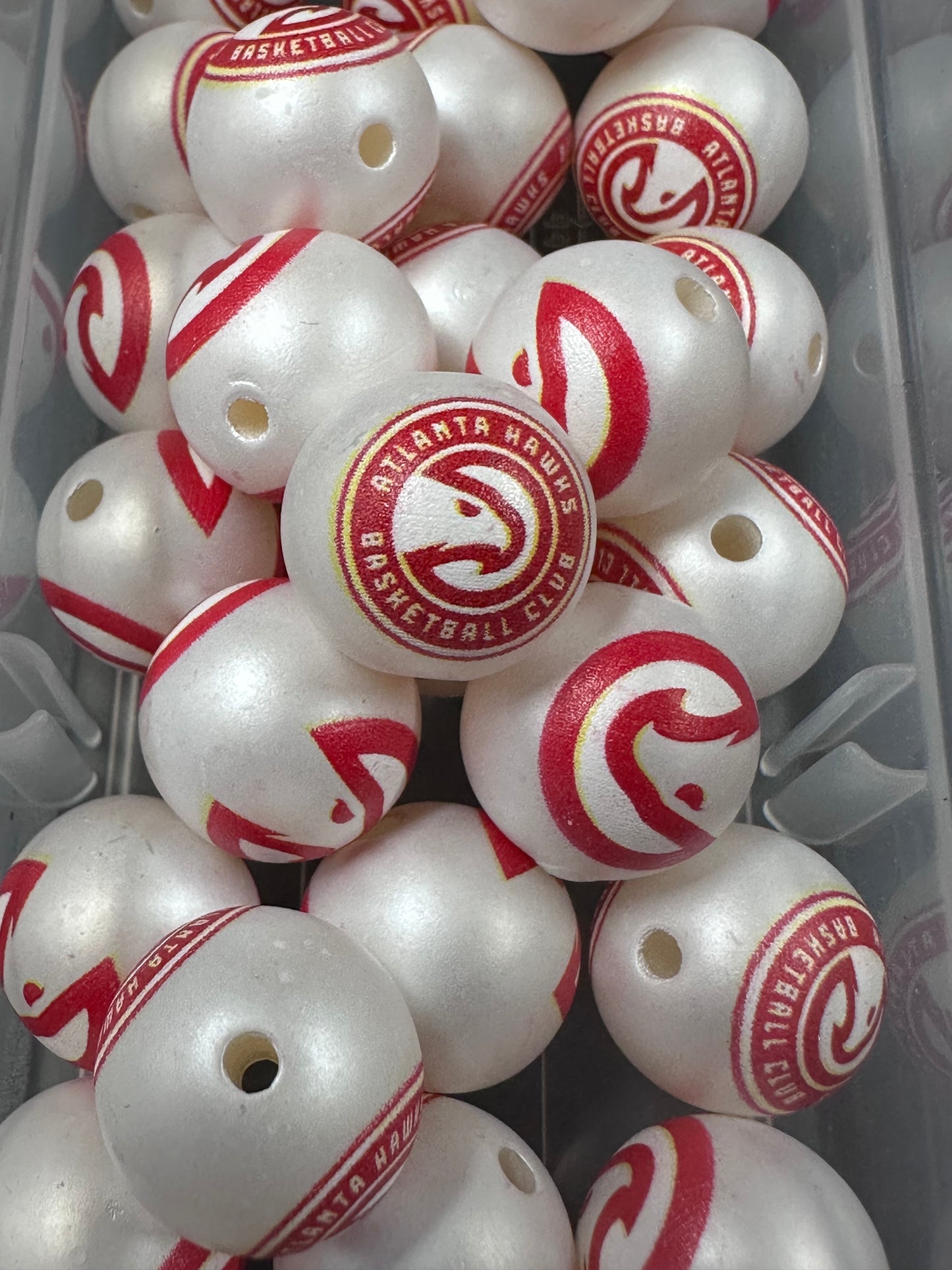 Atlanta Hawks Sports 16mm Sports Print Beads • Set of 10 • Great for Pens, Keychains & Crafts-