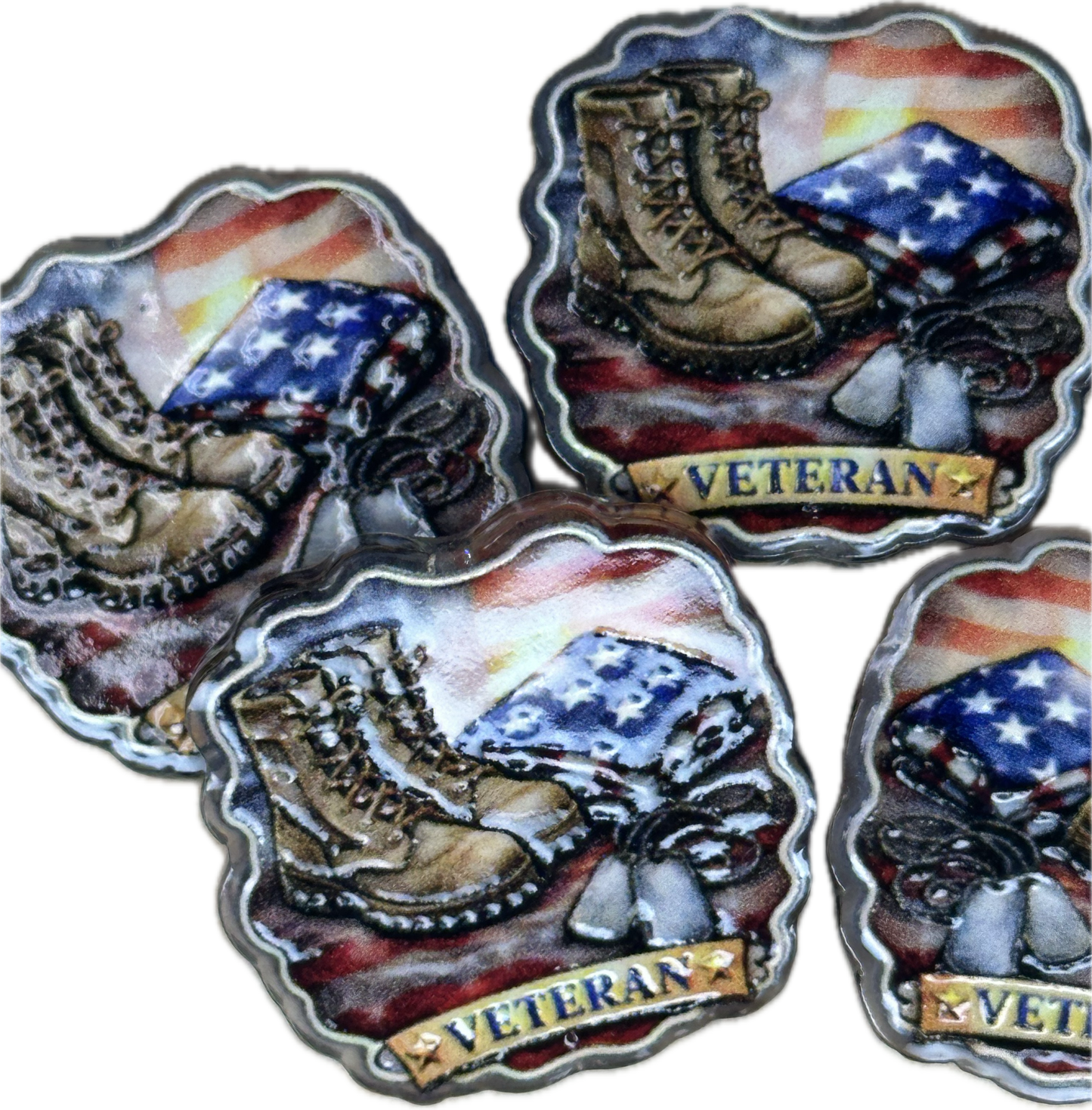Veteran acrylic focal bead- set of 2/ focal bead/ pen beading / keychain bead/ military/ patriotic