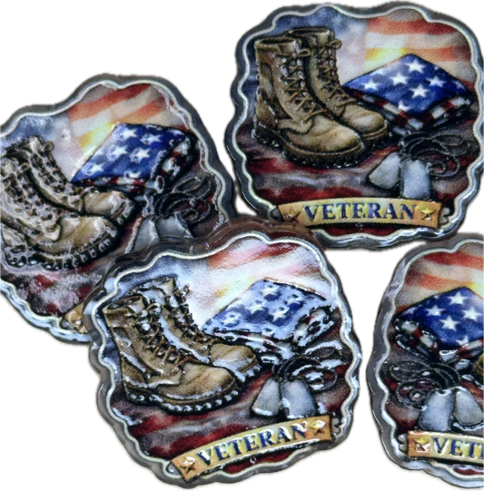 Veteran acrylic focal bead- set of 2/ focal bead/ pen beading / keychain bead/ military/ patriotic