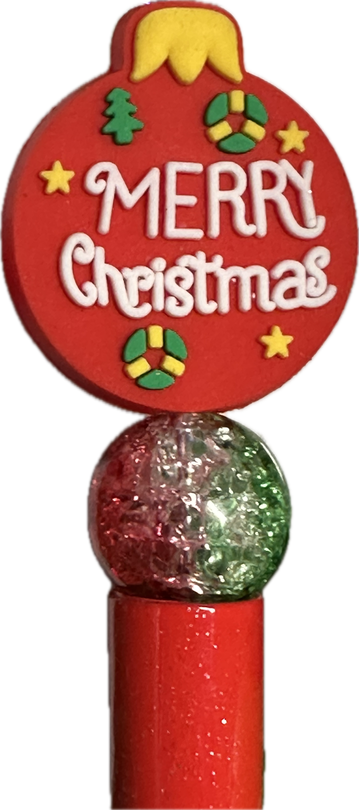 Merry Christmas ornament focal bead/ beadable pen/ Silicone bead/ keychain bead-set of 2 focals included