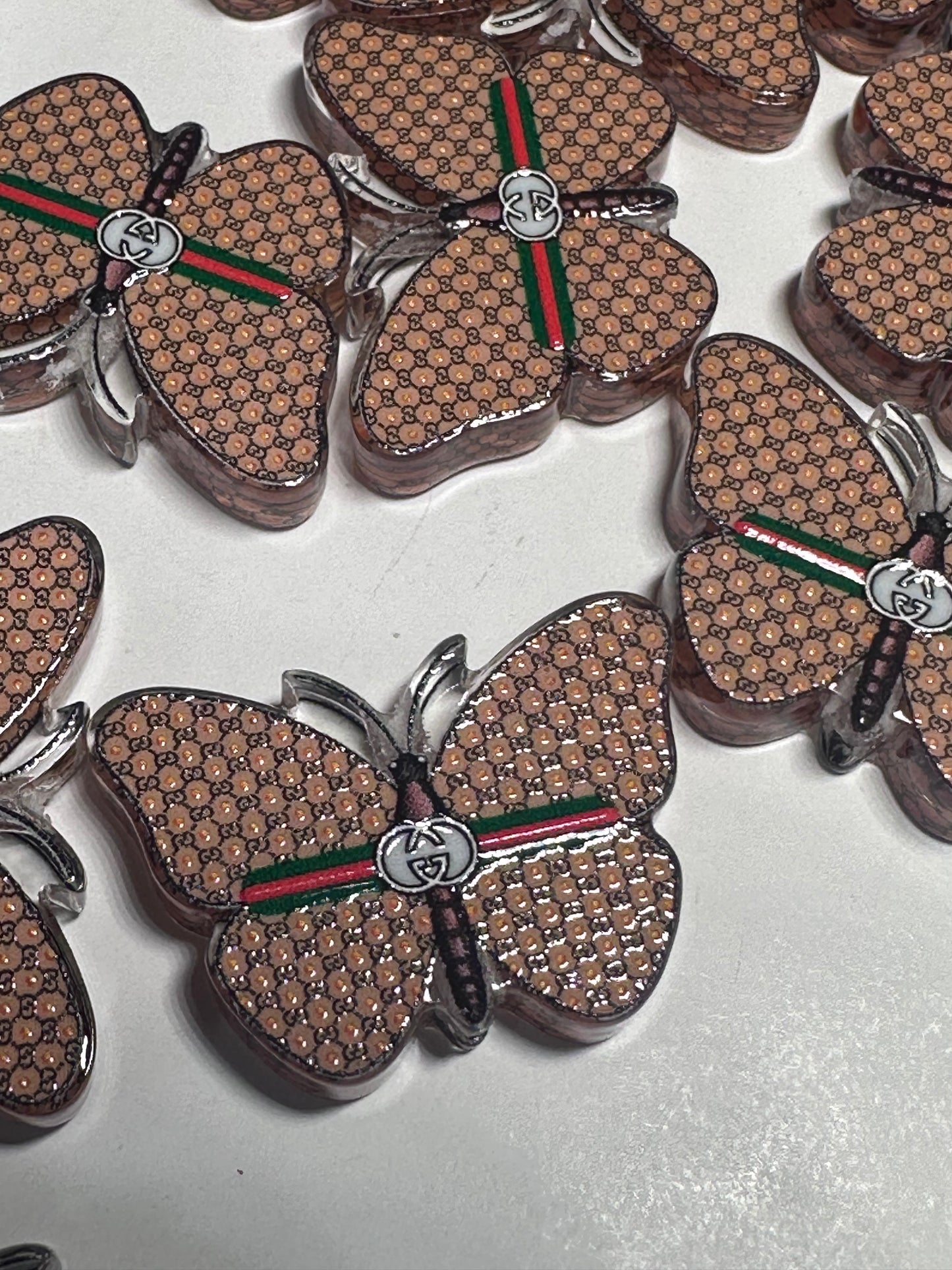 Fancy design butterfly acrylic focal bead- set of 2/ focal bead/ pen beading / keychain bead /