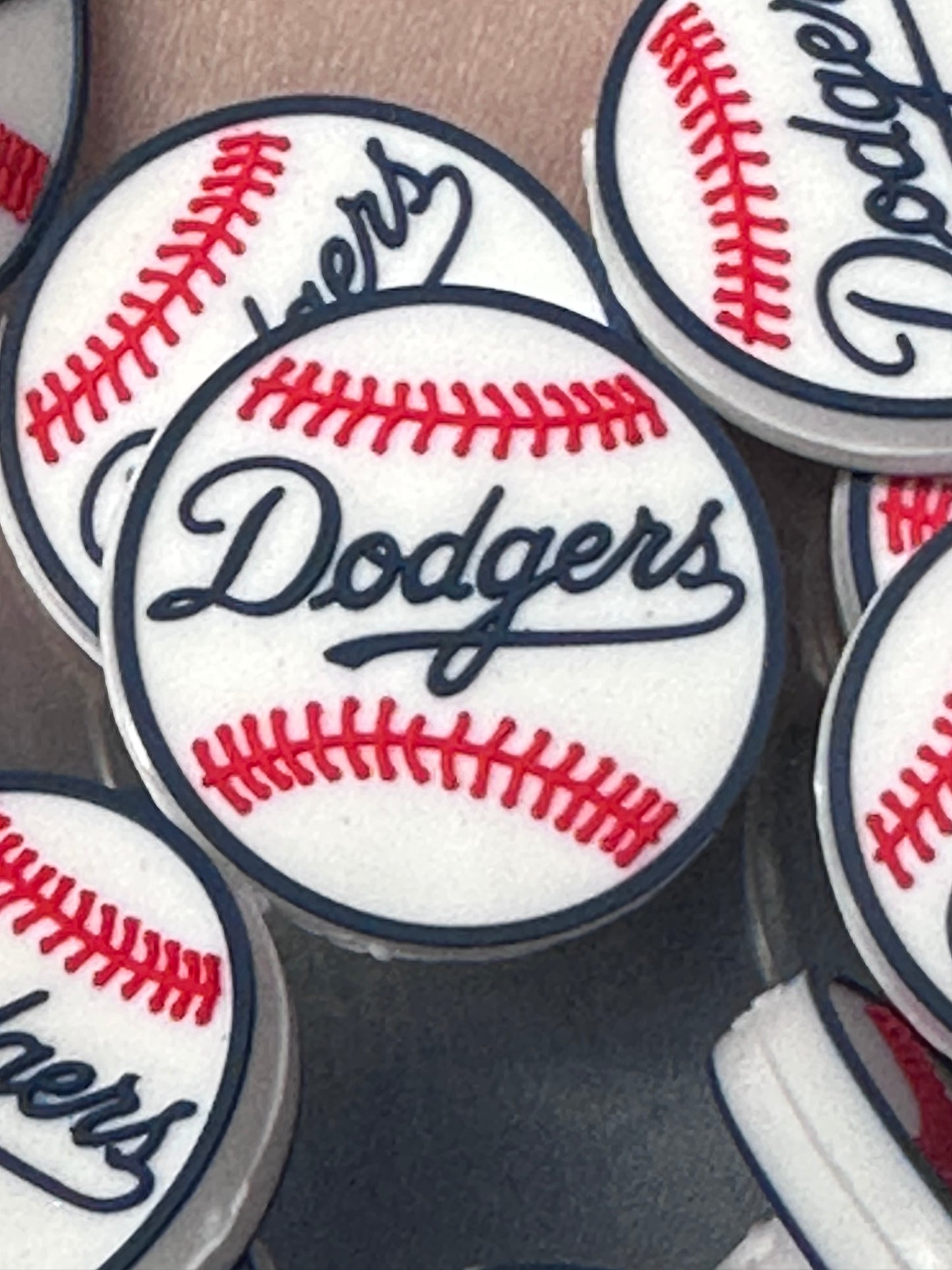 Baseball shaped silicone focal bead/ #4