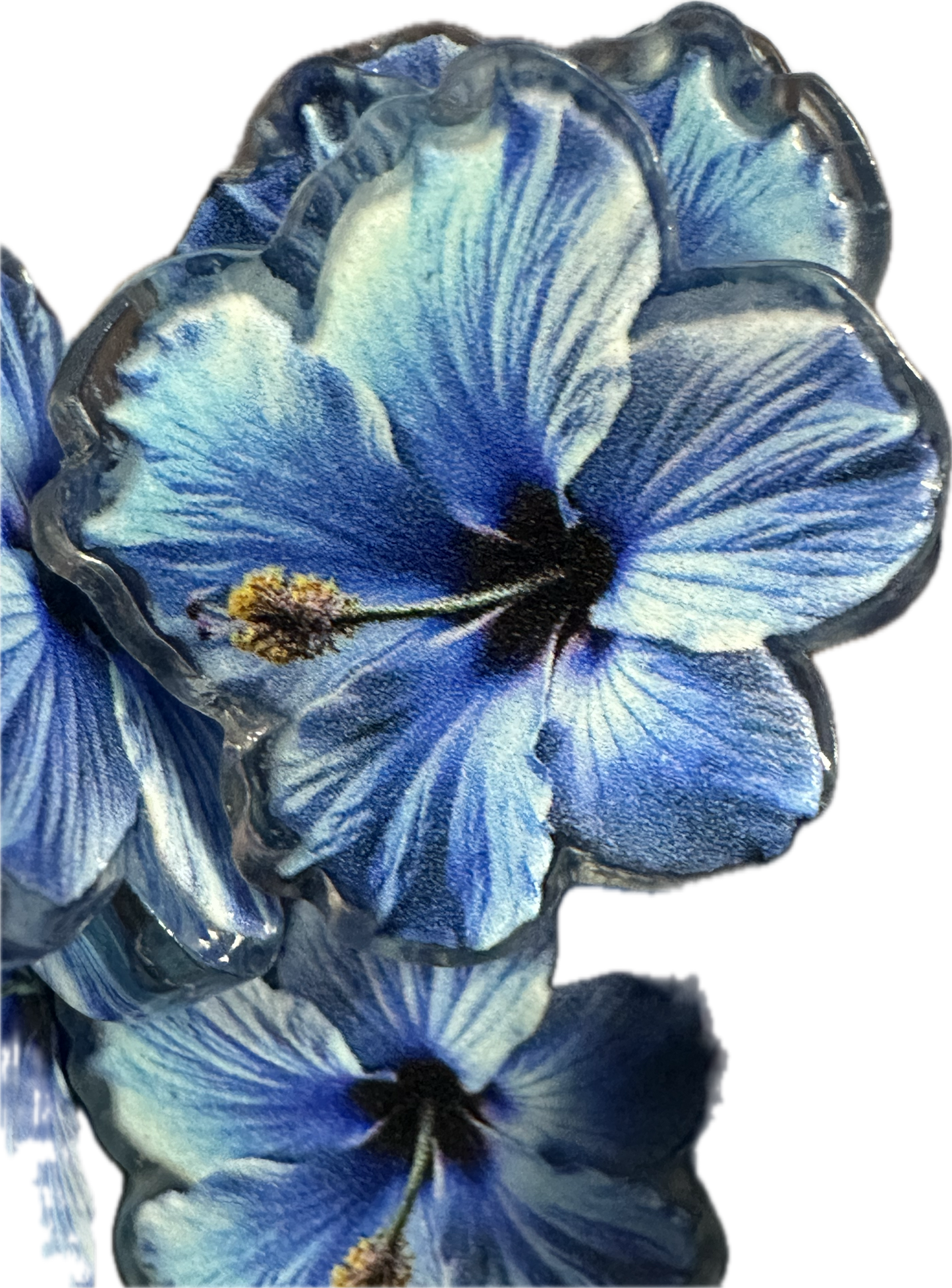Blue hibiscus acrylic focal bead- set of 2/ focal bead/ pen beading / keychain bead/ Hawaiian flower