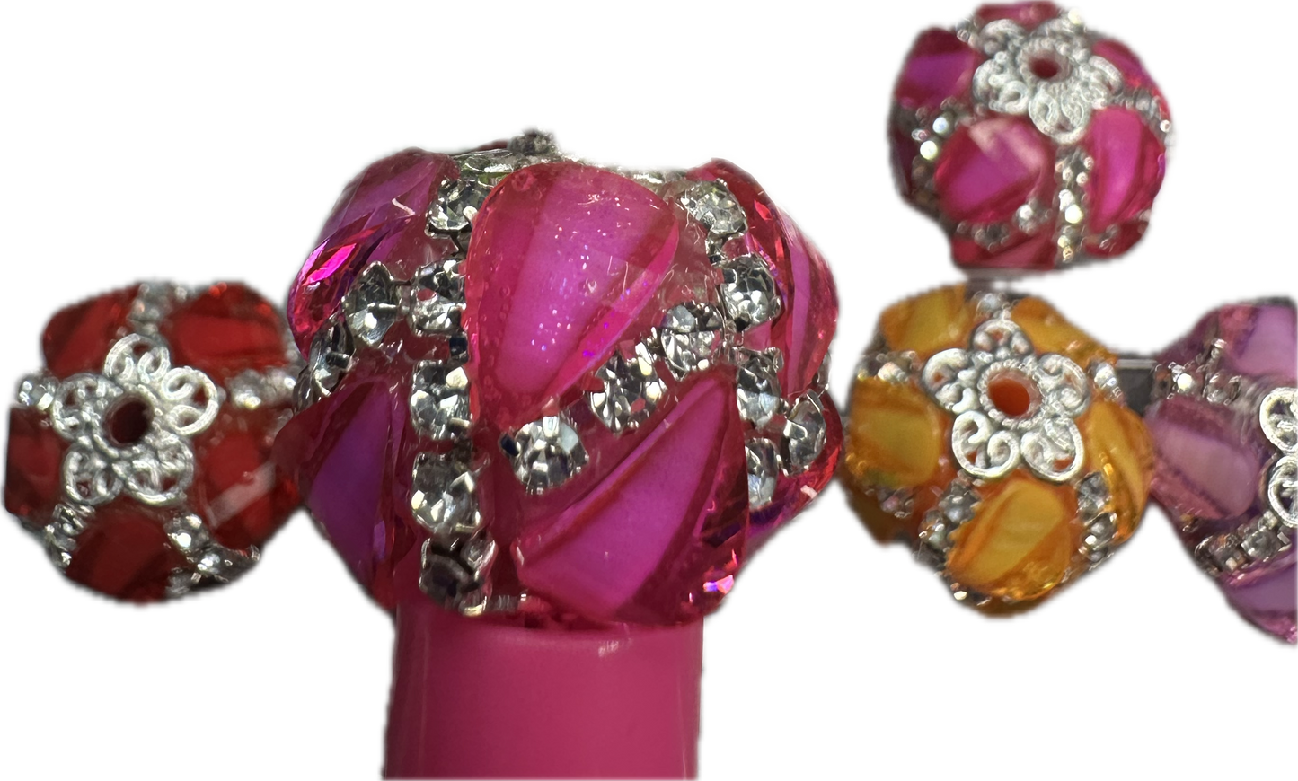 Neon Fancy Rhinestone Handmade Beads – Neon Beads for DIY Crafts (Set of 5) approx. 20mm
