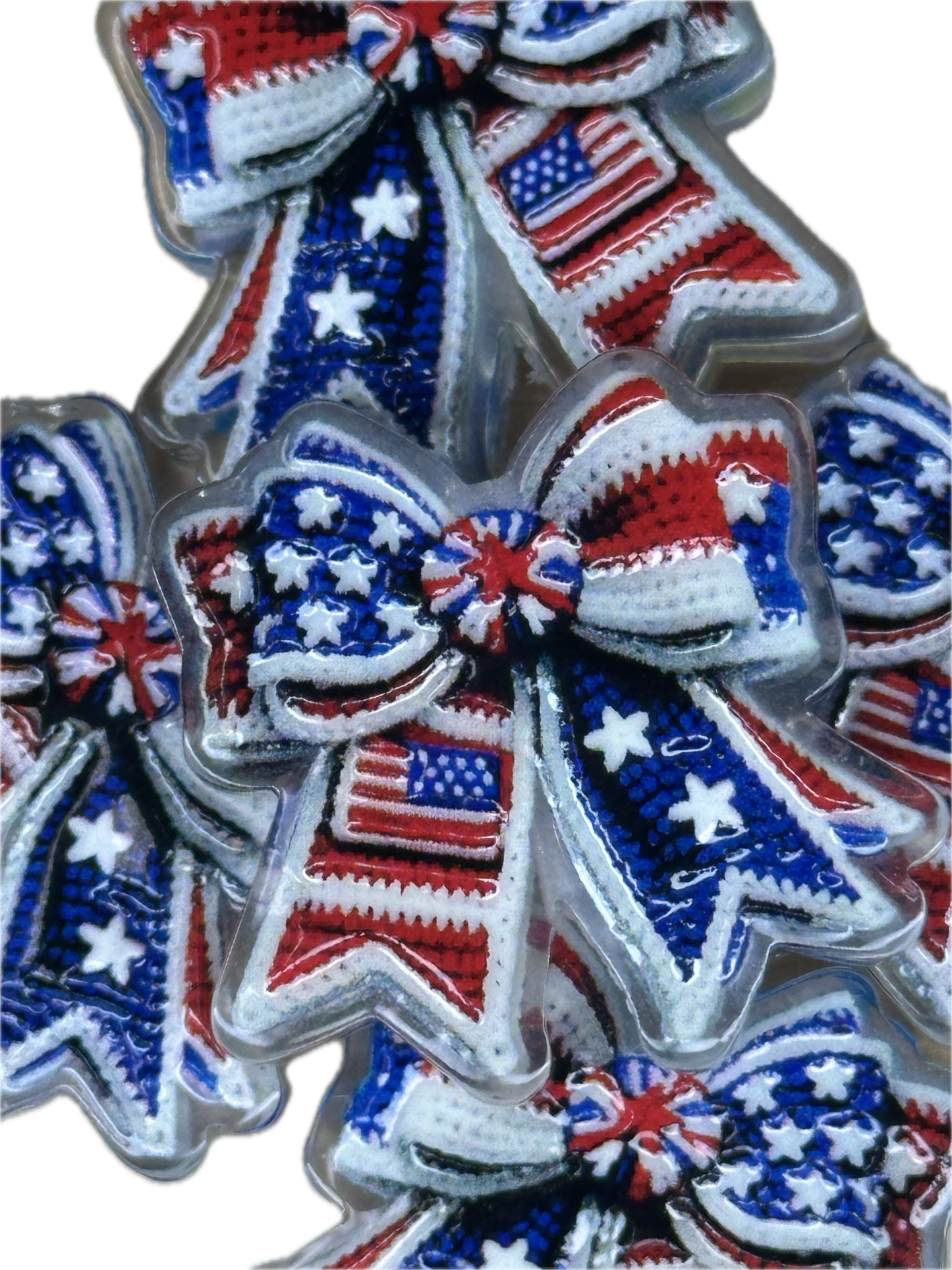American Flag Bow acrylic focal bead- set of 2/ focal bead/ pen beading / keychain bead/ military/ patriotic
