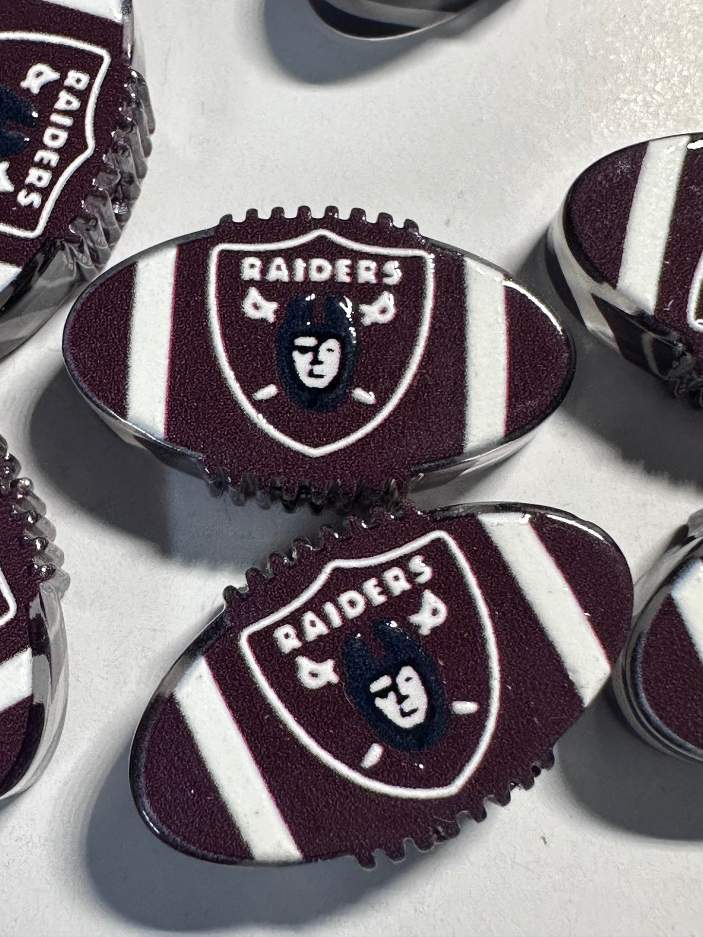 Las Vegas Raiders football shaped acrylic focal bead- set of 2/ focal bead/ pen beading / keychain bead/ football