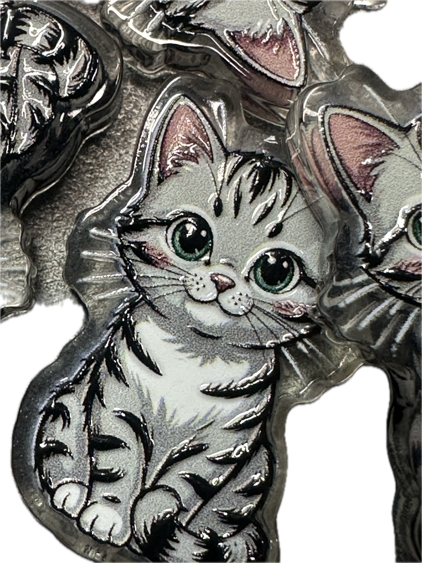 Grey striped kitty cat acrylic focal bead- set of 2/ focal bead/ pen beading / keychain bead/