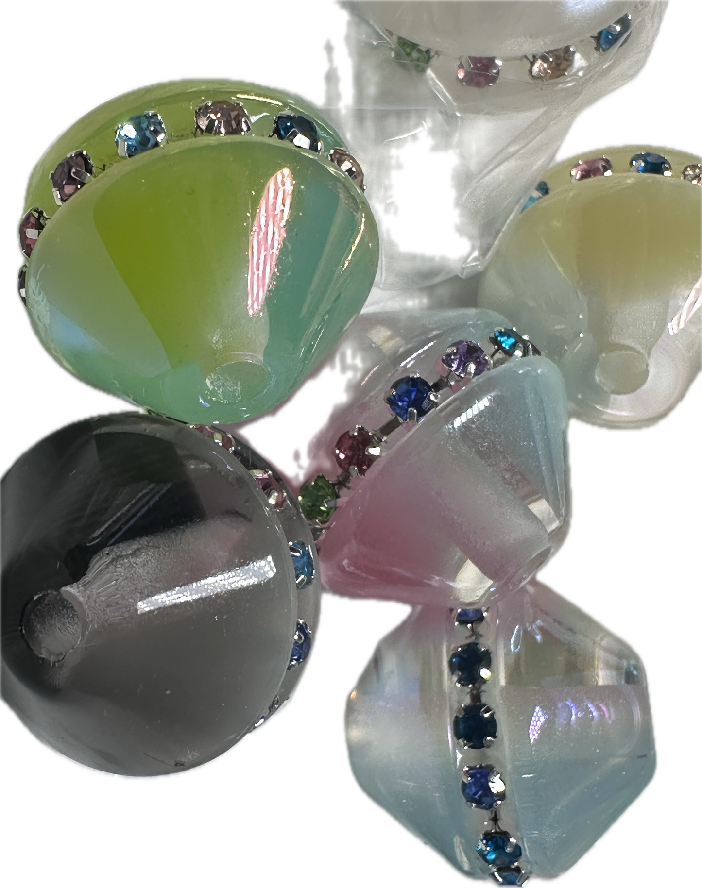 Rhinestone Trim Acrylic Cone Beads – Set of 5