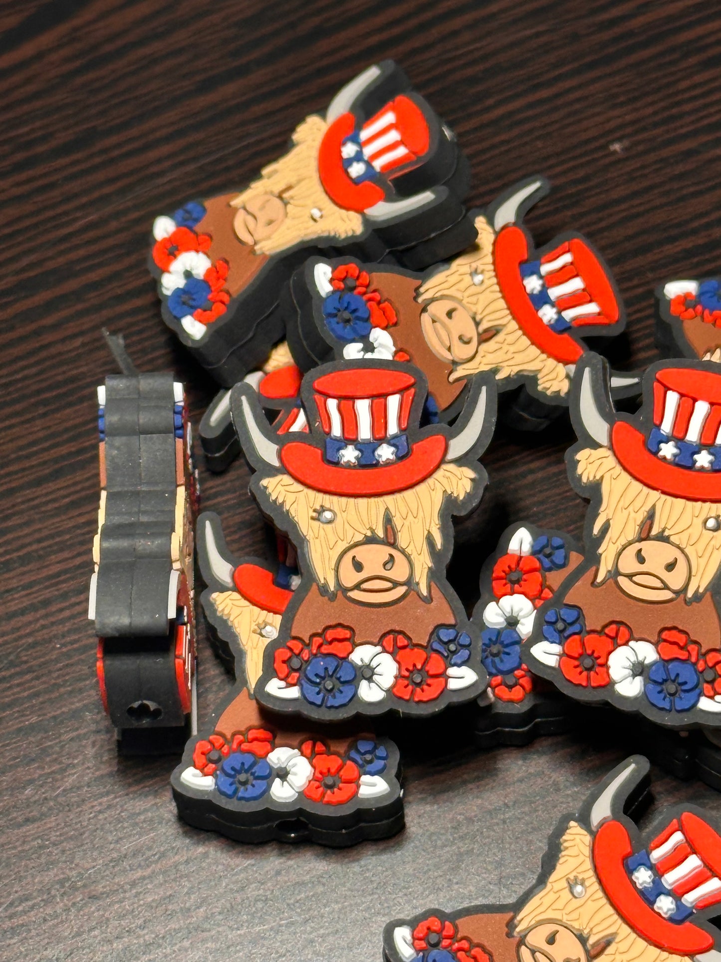 Patriotic Focal Bead/ American cow/ Stars and Stripes/ Highlander