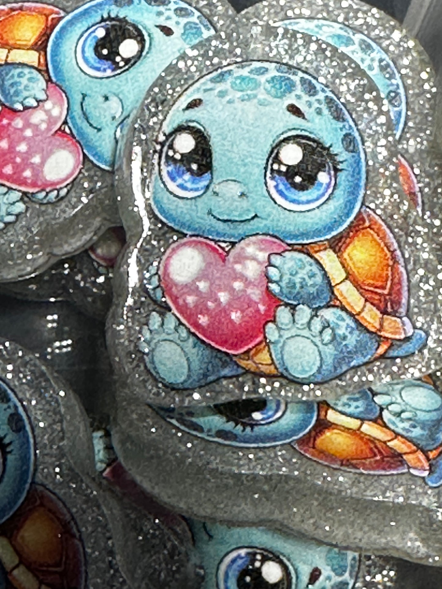 Glitter Turtle acrylic focal bead- set of 2/ focal bead/ pen beading / keychain bead/ holding heart