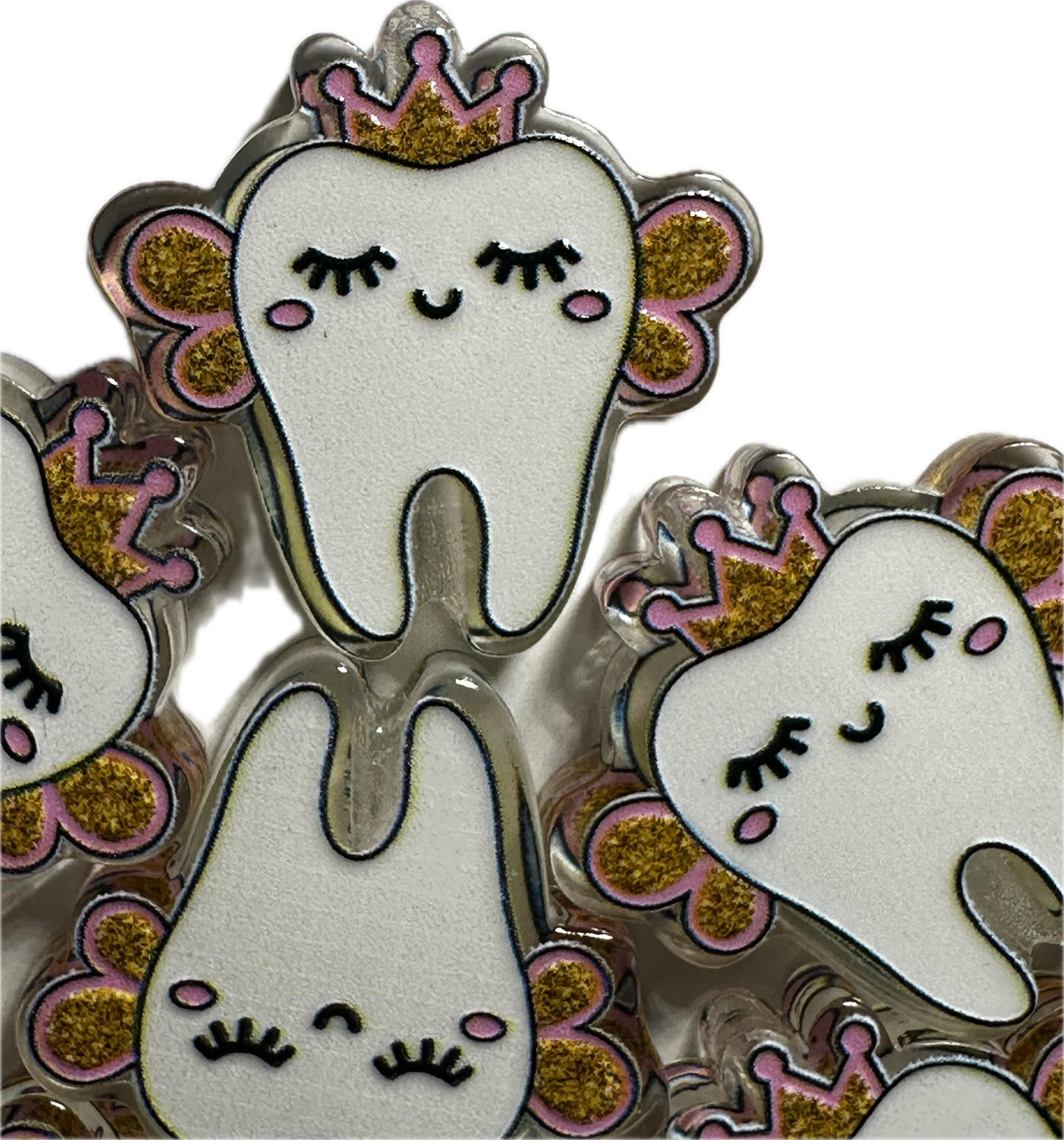 Tooth with crown design acrylic focal bead- set of 2/ focal bead/ pen beading / keychain bead/Dentist