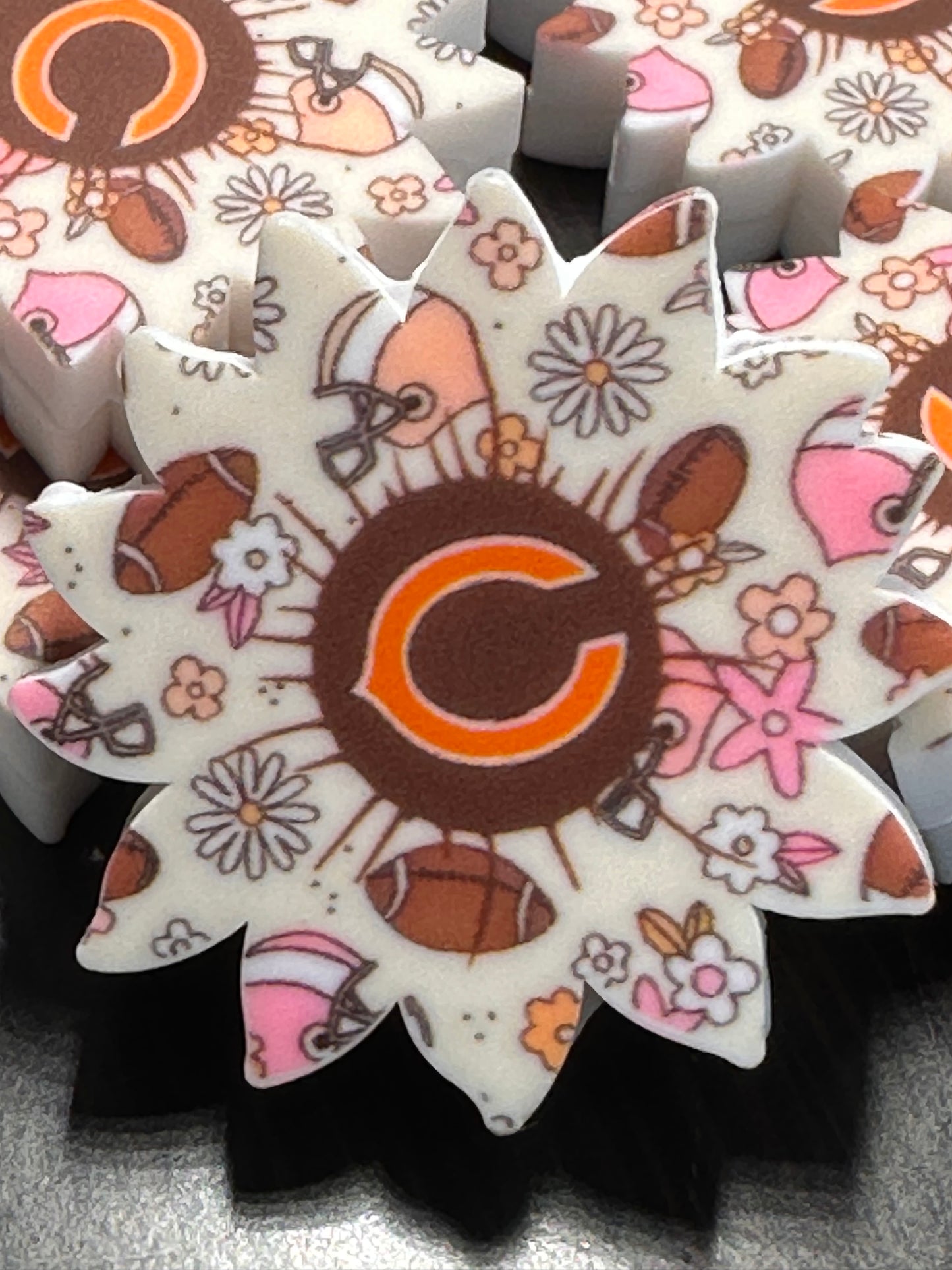 New Chicago Bears silicone focal bead/sunflower shaped-pen beading