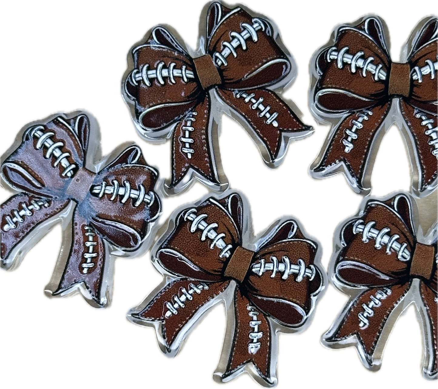 Football bow acrylic focal bead- set of 2/ focal bead/ pen beading / keychain bead/ style 2