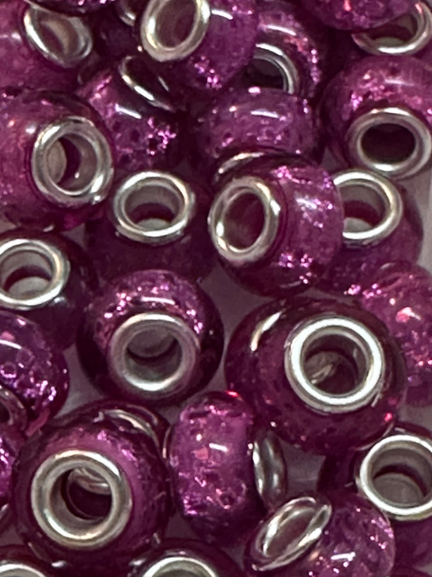 Ten (10) Acrylic glitter pink rhinestone spacers included/ jewelry Bead/ beadable pen beads/ keychain bead/bead/12mm