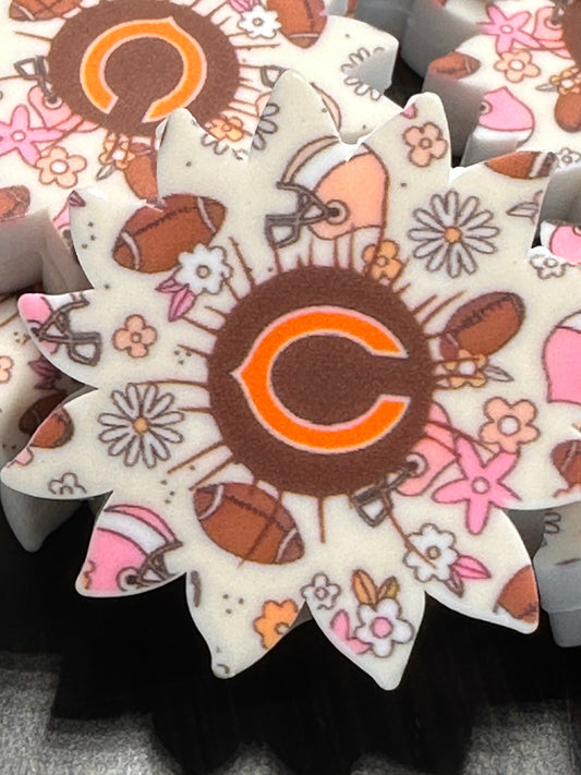 New Chicago Bears silicone focal bead/sunflower shaped-pen beading