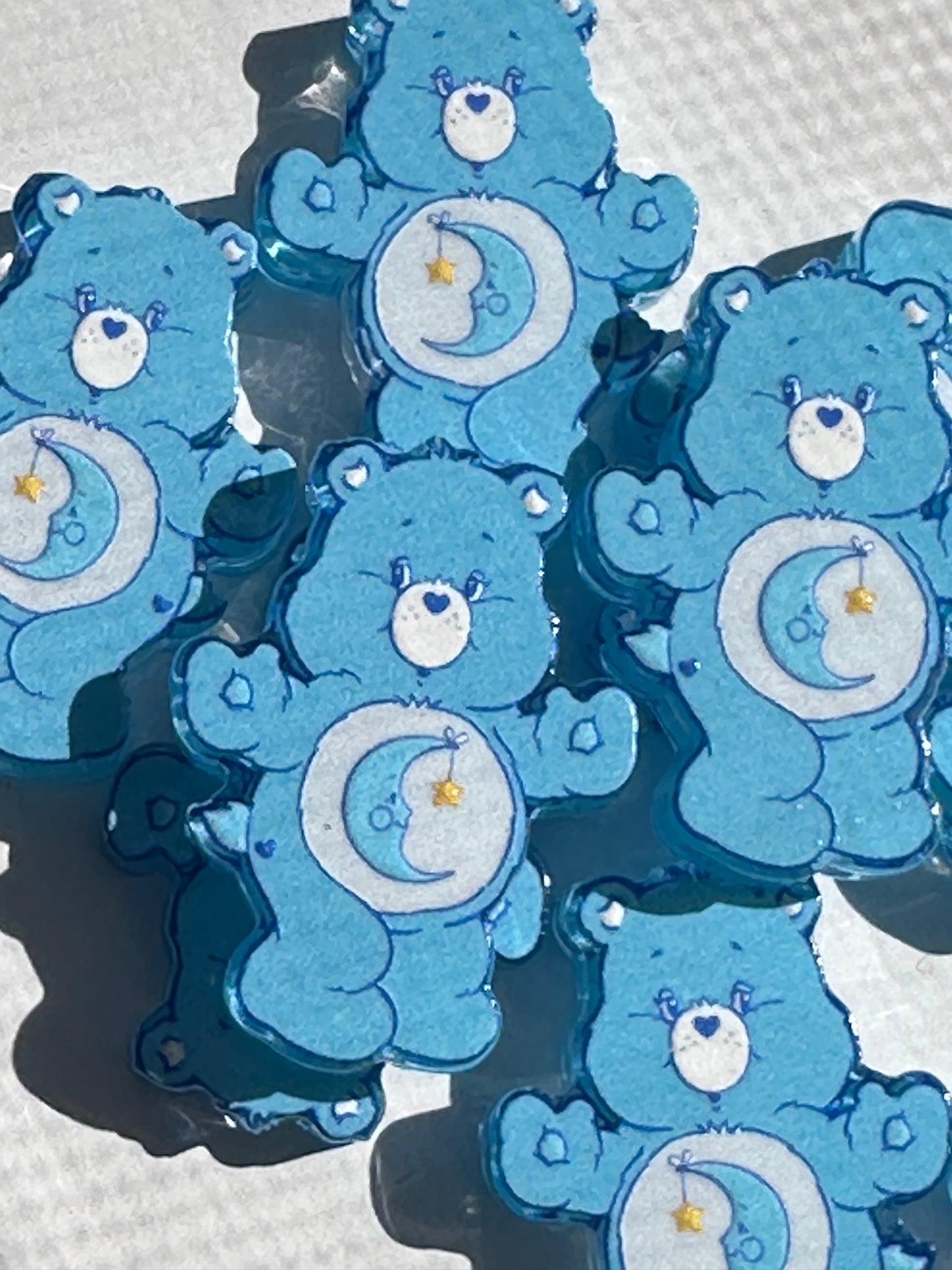 Blue bear with moon acrylic focal bead- set of 2/ focal bead/ pen beading / keychain bead