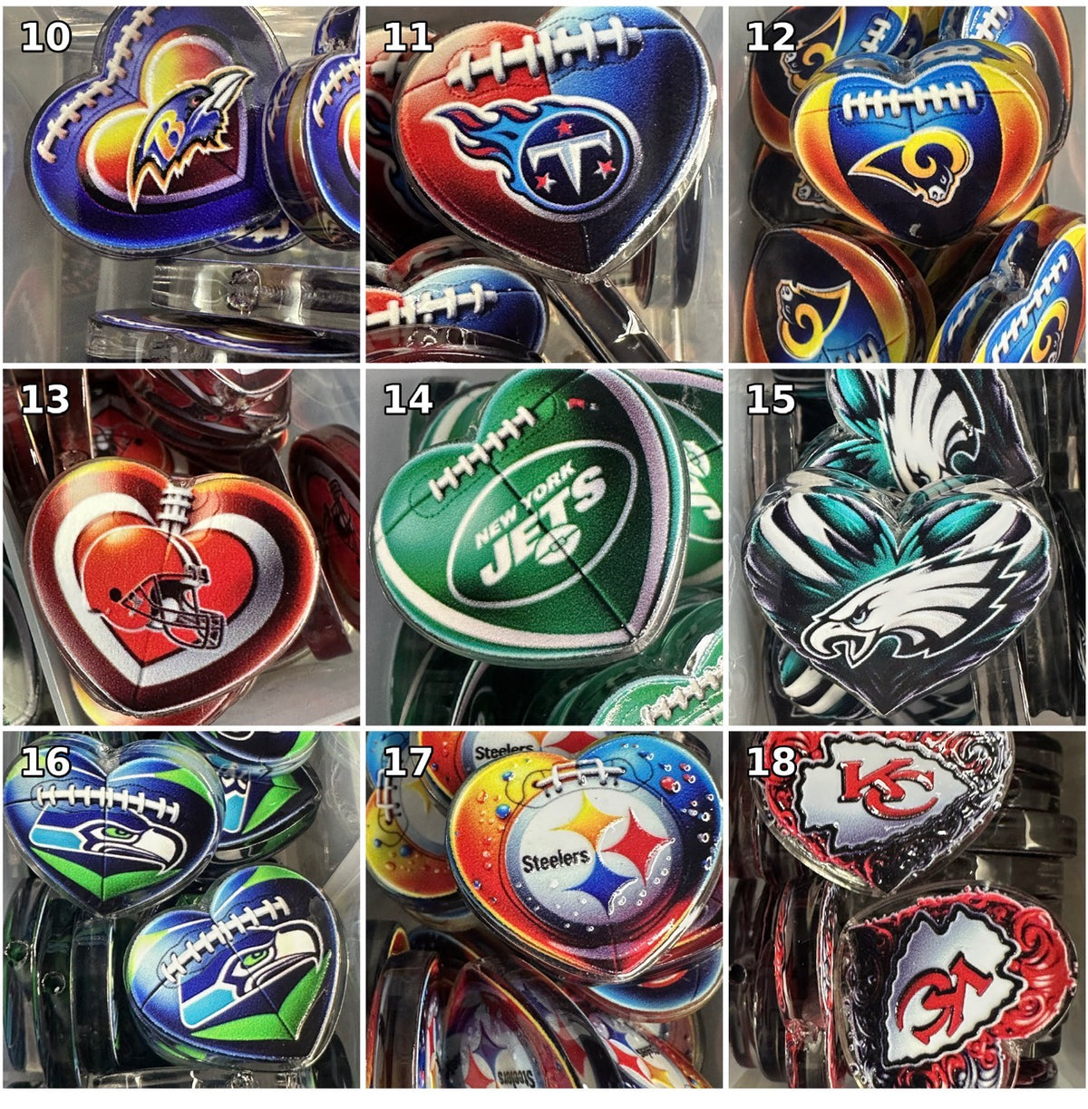 Football season is here~! Acrylic heart shape focal bead- set of 2/ focal bead/ pen beading / keychain bead/Choose your favorite acrylic focal