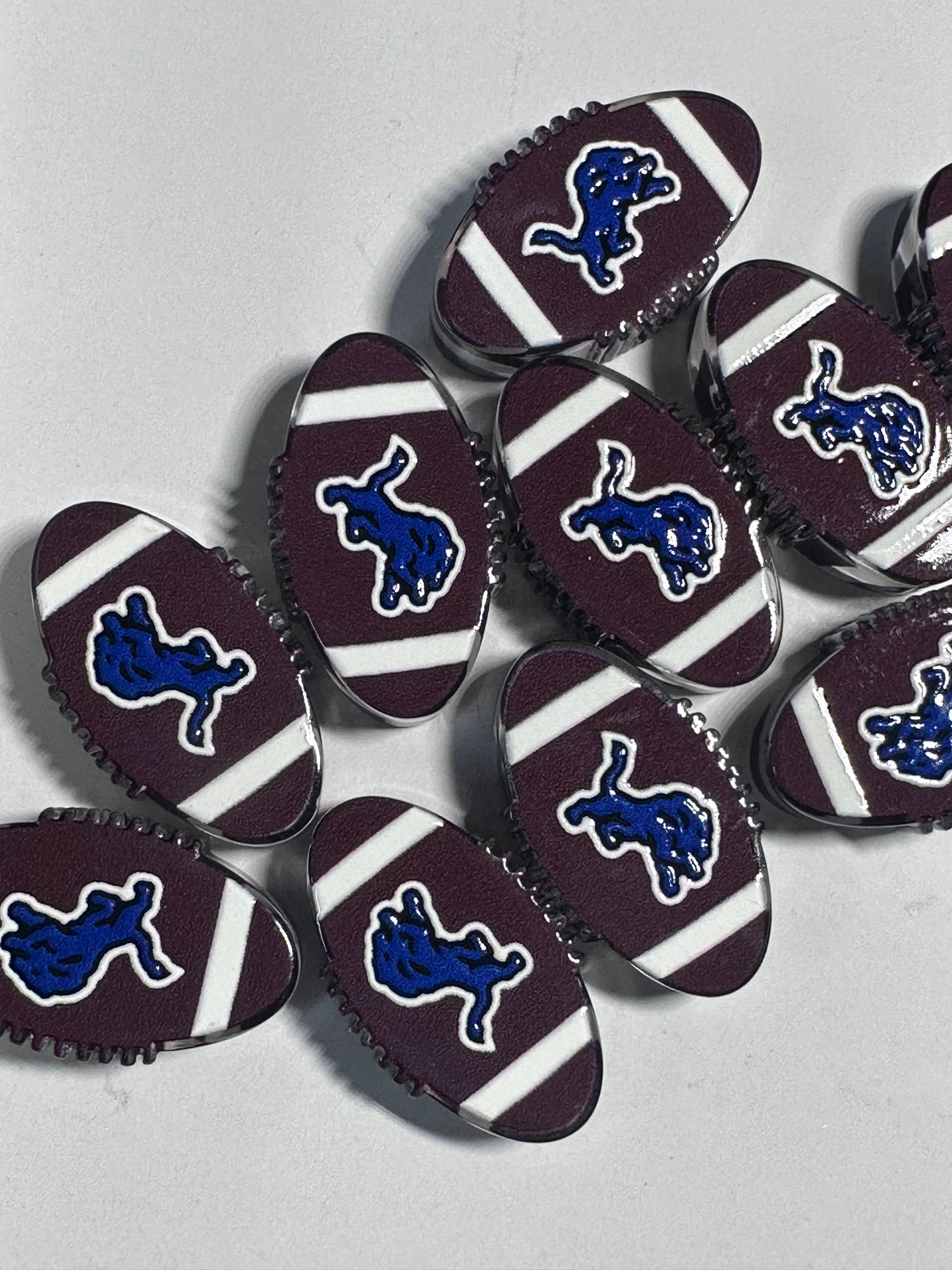 Detroit Lions football shaped acrylic focal bead- set of 2/ focal bead/ pen beading / keychain bead/ football